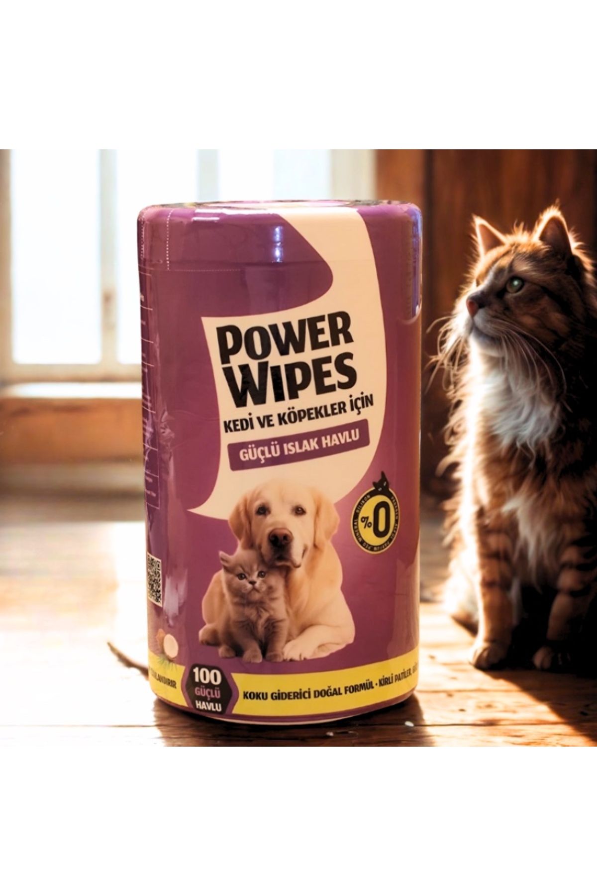 Power Wipes 1X100 Yaprak - Power Wipes Kedi ve Köpekler İçin Islak Havlu