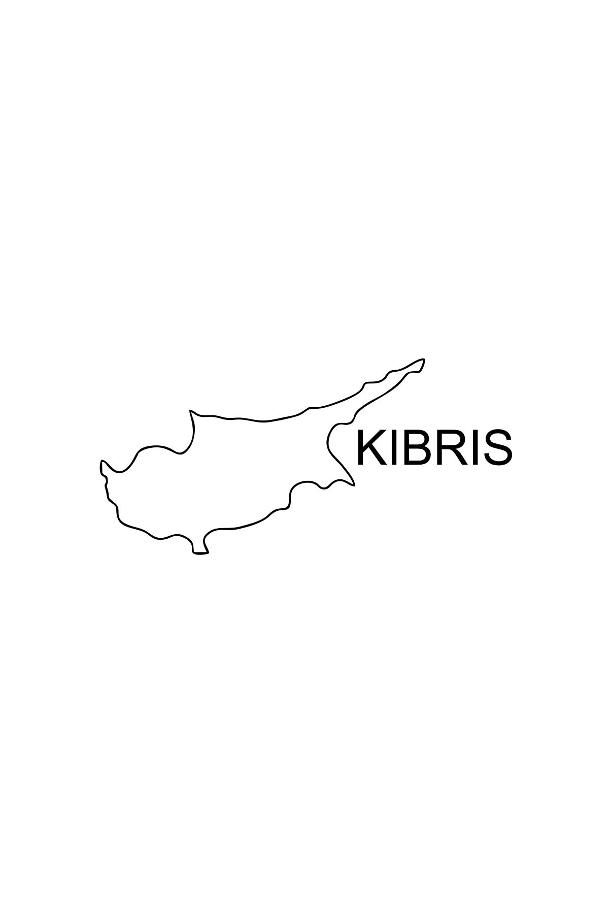 Reysa Tasarım Kıbrıs Harita Araba Sticker 17x17 Cm Siyah