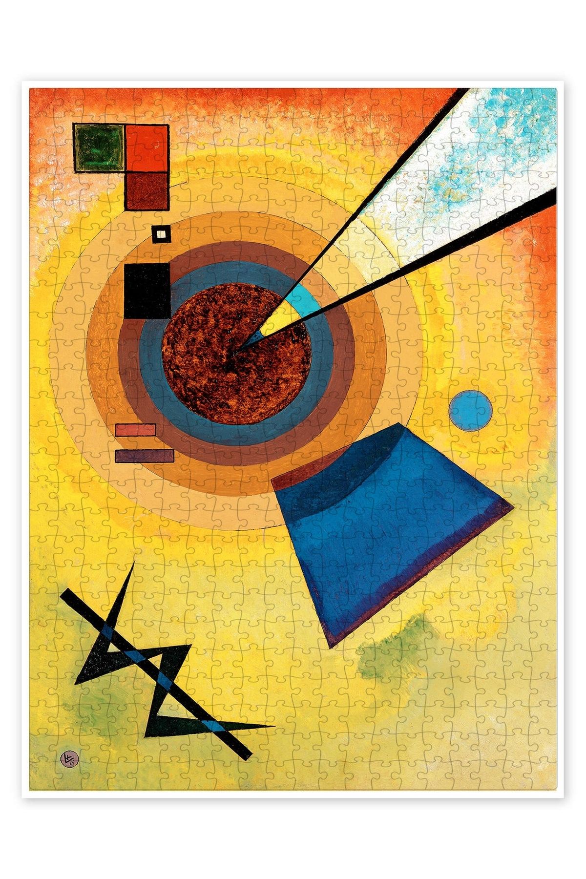 Jeronkarji Yeşil ve kırmızı 500 Parça Puzzle Yapboz Bohem Soyut Sanat Temalı