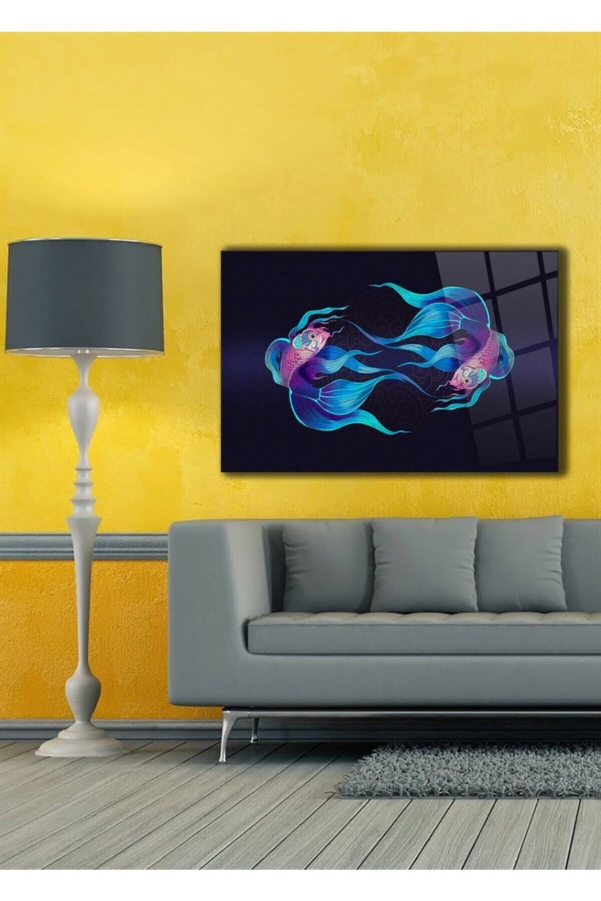Sio Glass Süs Balıkları Cam Tablo 50 X 70 Çok Renkli