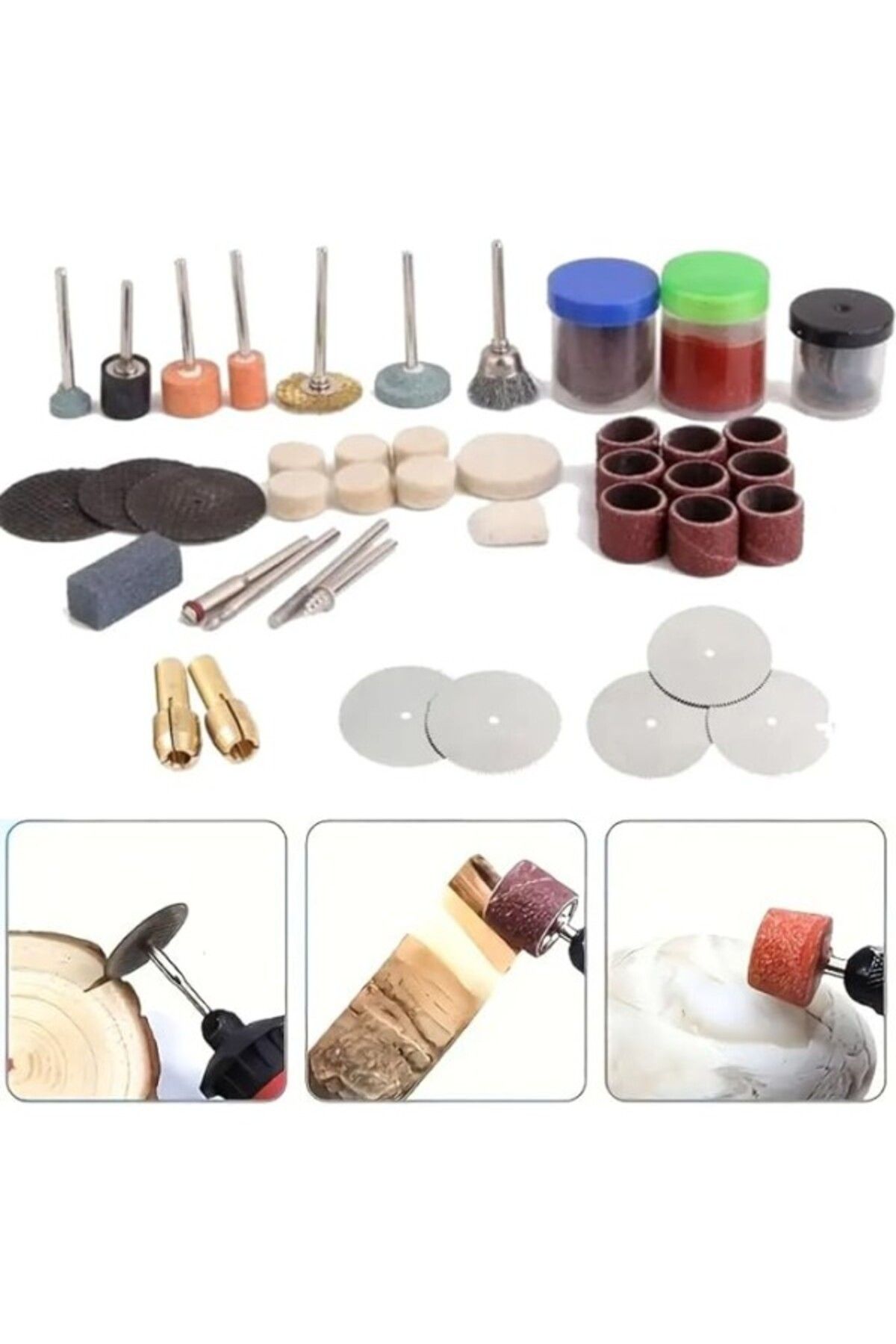 ShopZum Aee® 112 Parça Taşlama Fırçalama Polisaj Gravür Zımpara Cilalama Seti Takımı Matkap Ucu Ahşap Metal