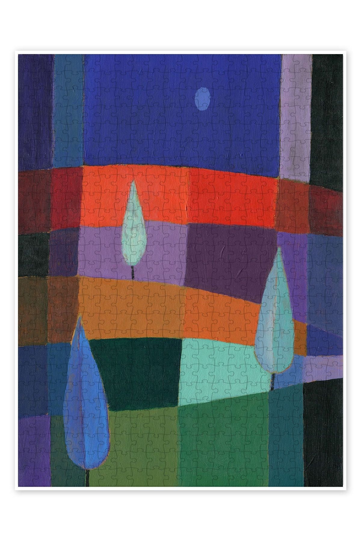 Jeronkarji Mavi Selvi 500 Parça Puzzle Yapboz Bohem Soyut Sanat Temalı