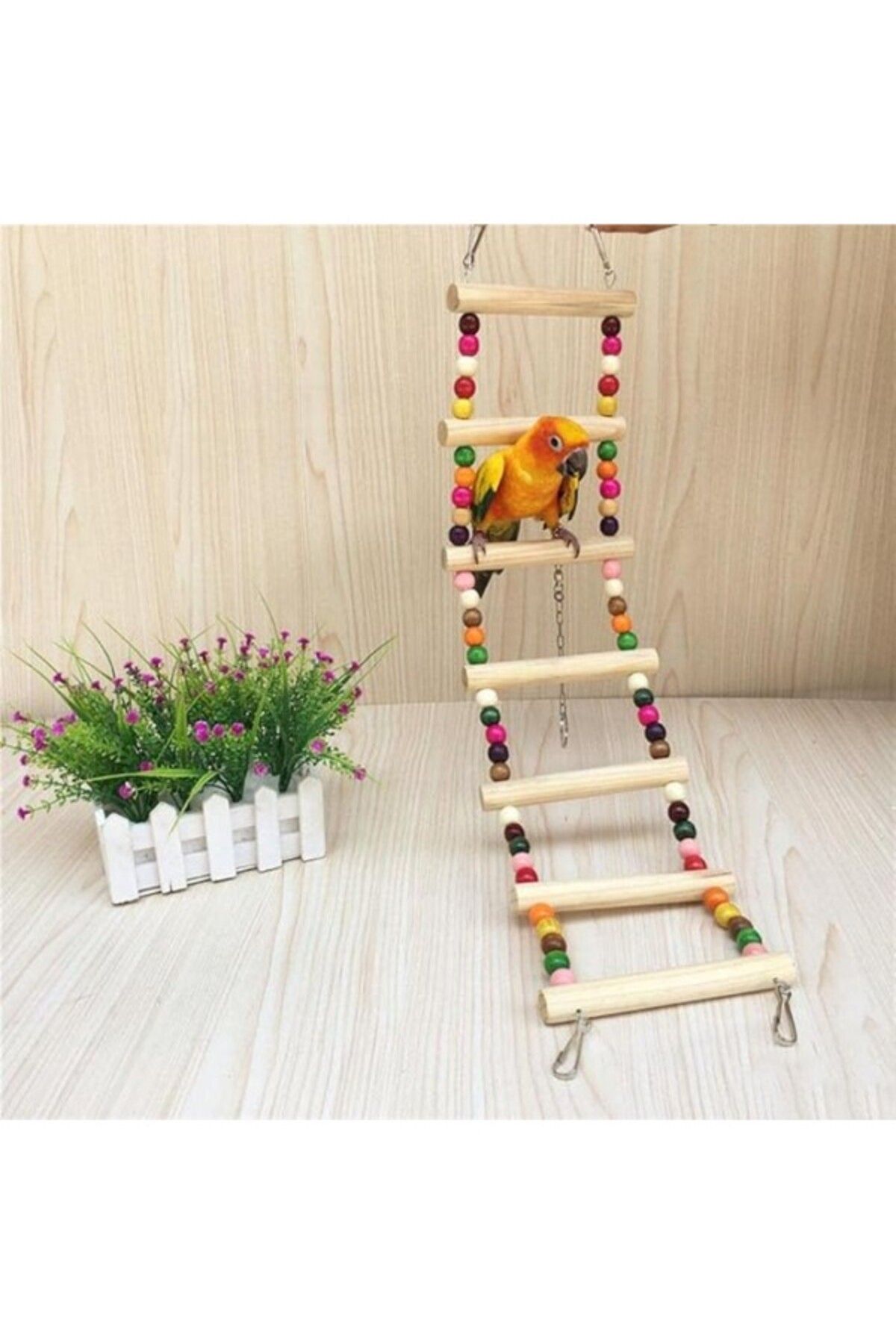 ShopZum Petistera Muhabbet Kuşu İçin Ahşap Köprü/Merdiven 27X7Cm