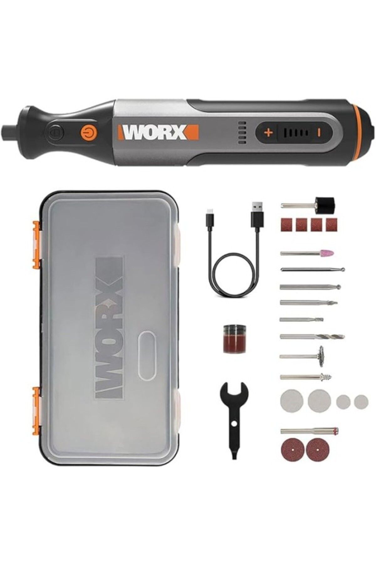 ShopZum Worx Wx106 8 Volt Kalem Tipi Devir Ayarlı Profesyonel Gravür Makinesi, 21 Parça Aksesuar