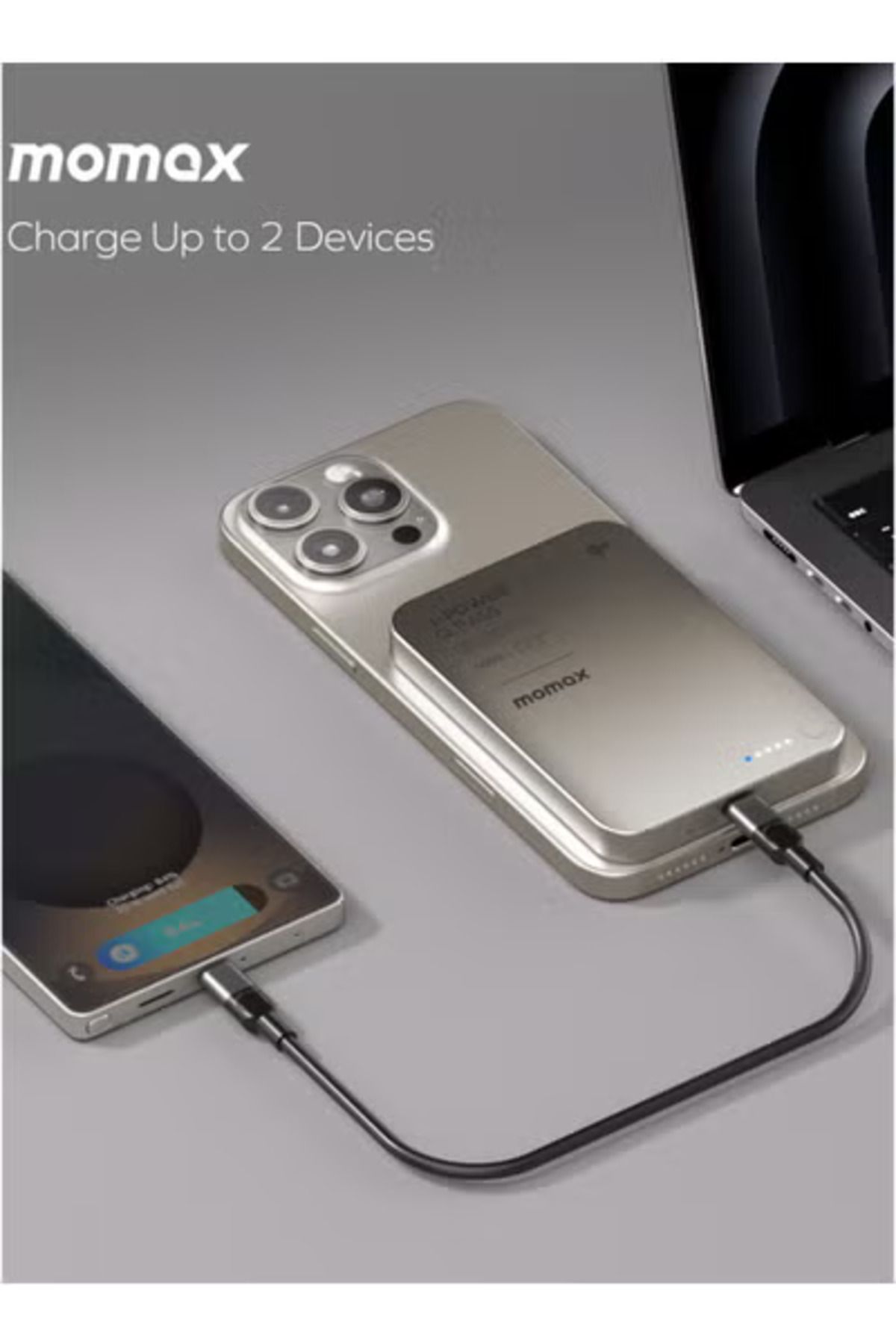 Momax-1-Power Q.Pass 5000mAh Qi2 Magnetic wireless Power back Upto 20W PD Output - Titanium 3