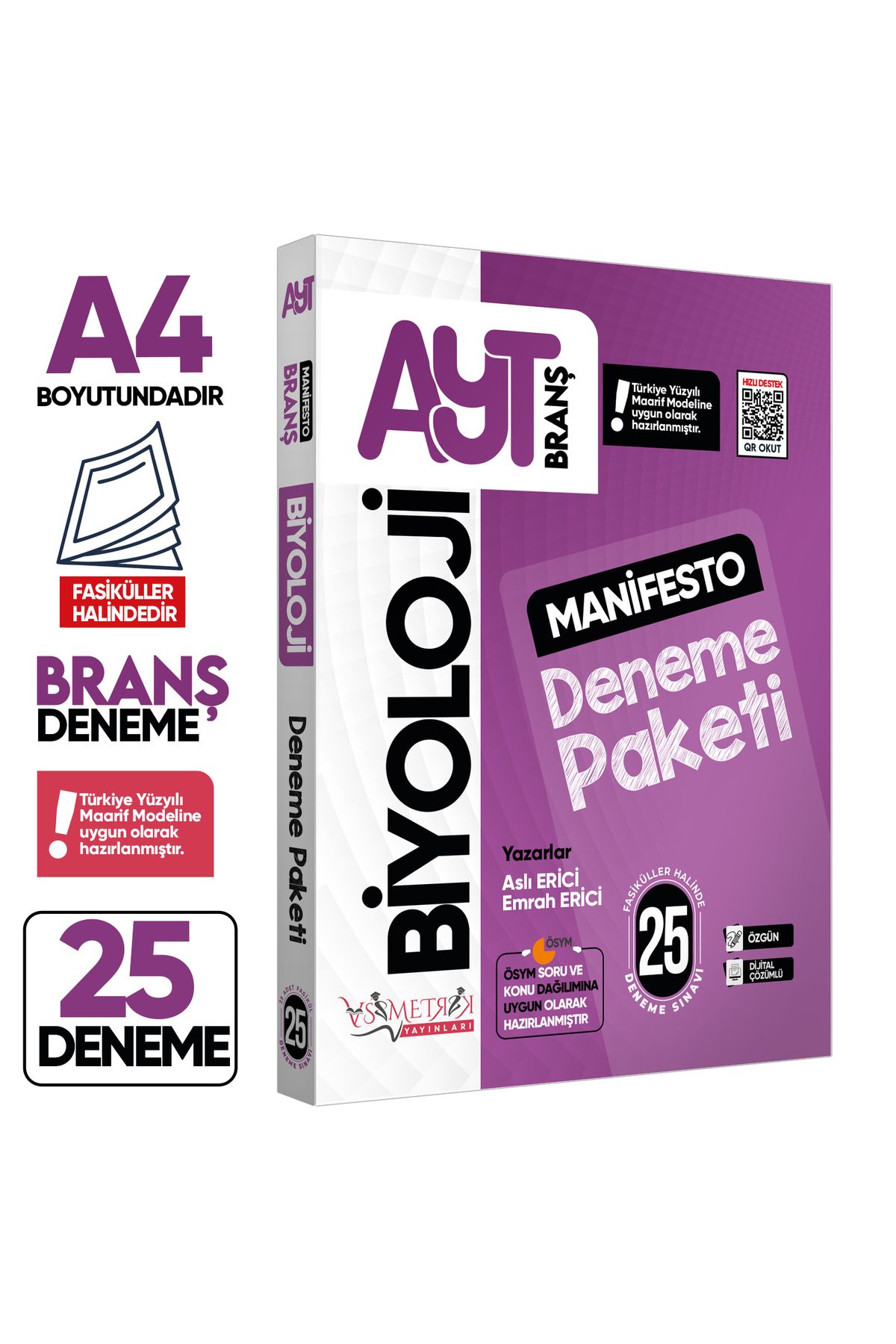 Asimetrik yayınları 2026 YKS AYT BİYOLOJİ 25li Manifesto Branş Deneme PAKETİ Çözümlü Fasikül SETİ