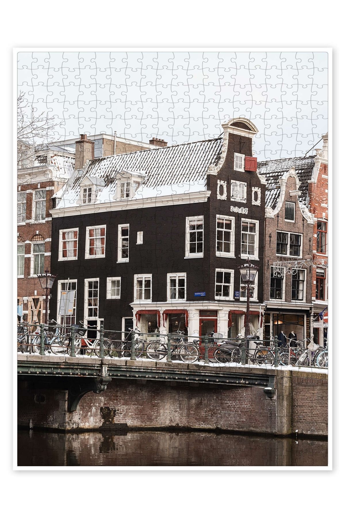 Jeronkarji Amsterdam'da Bir Kış Günü 500 Parça Puzzle Yapboz Şehir Manzara Temalı Hobilik