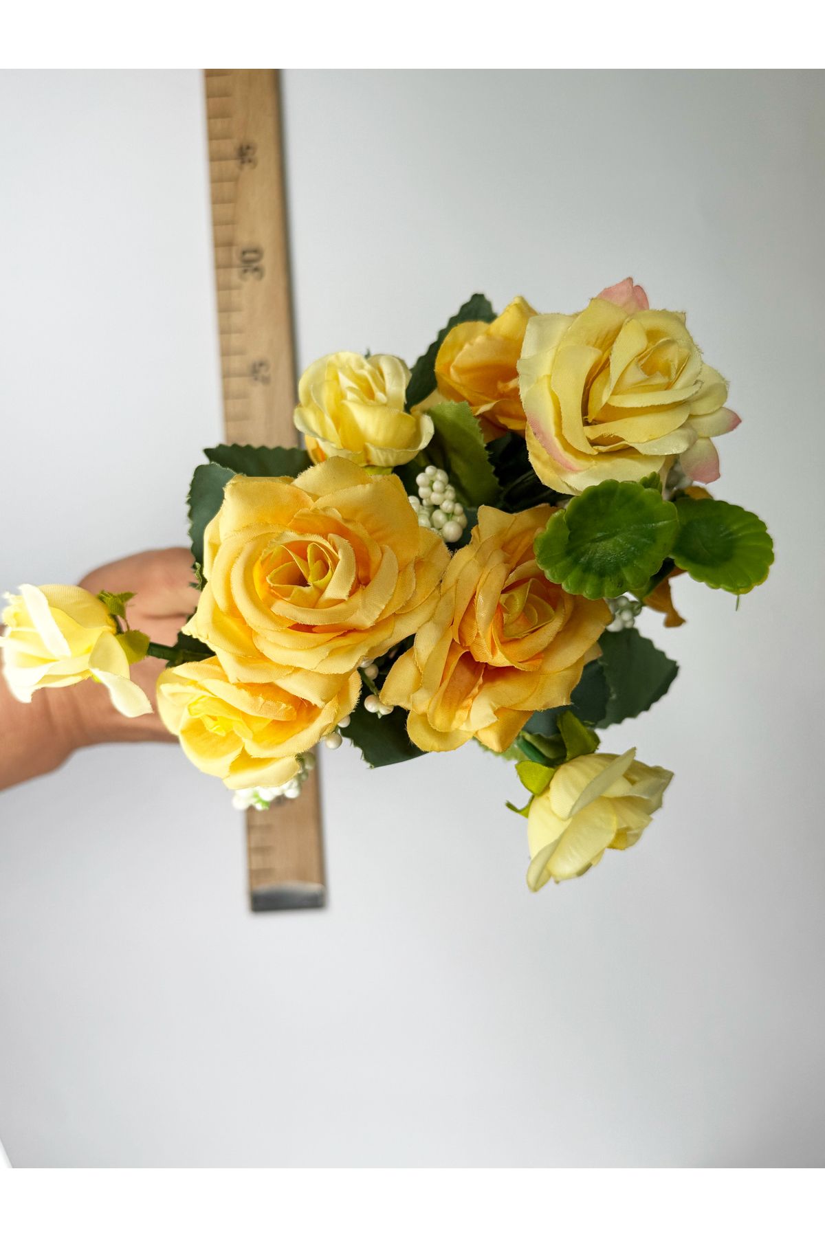 Hobi Stok Yapay Gül Küçük Demet - Yapay Çiçek - Süs Çiçeği - El Çiçeği - Plastik Çiçek - 35cm