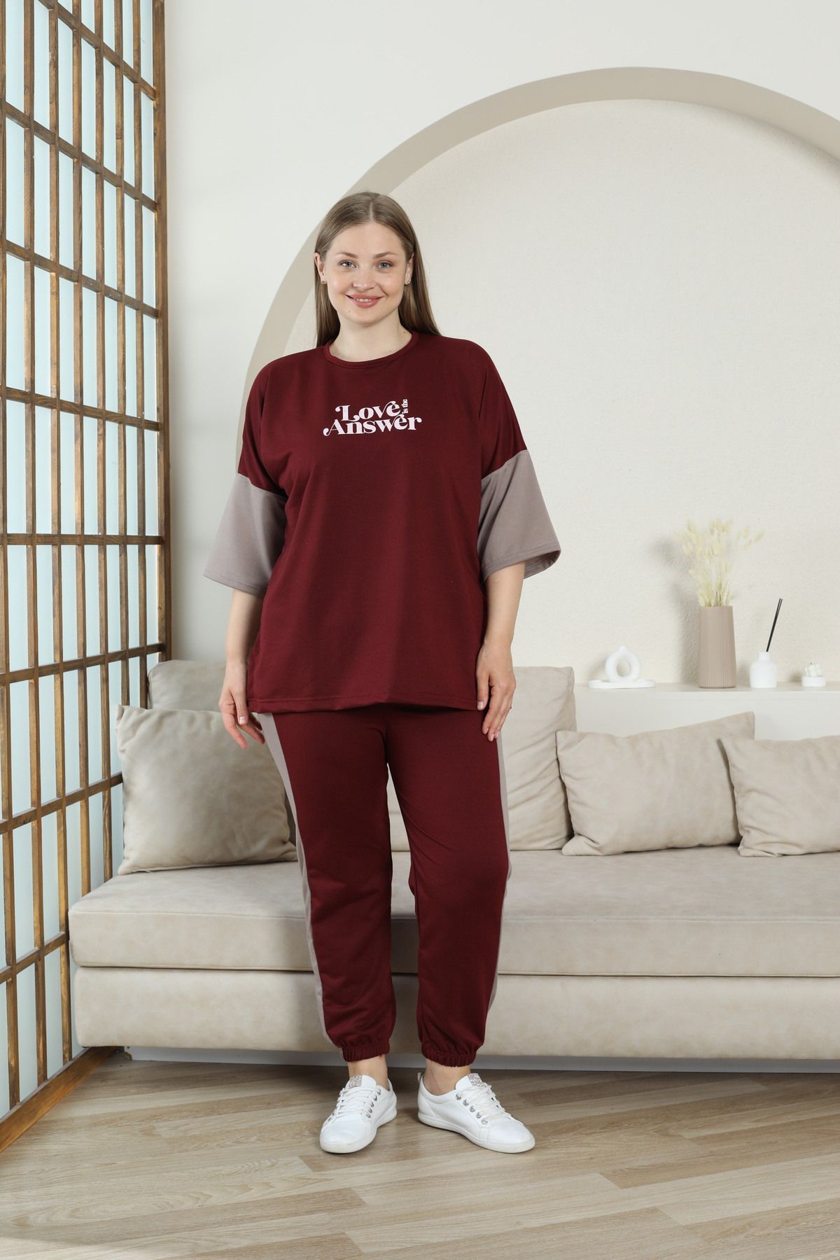 sleeproom BÜYÜK BEDEN İKİPLİK SPOR RAHAT KULLANIŞLI MEVSİMLİK KADIN SPOR GİYİM