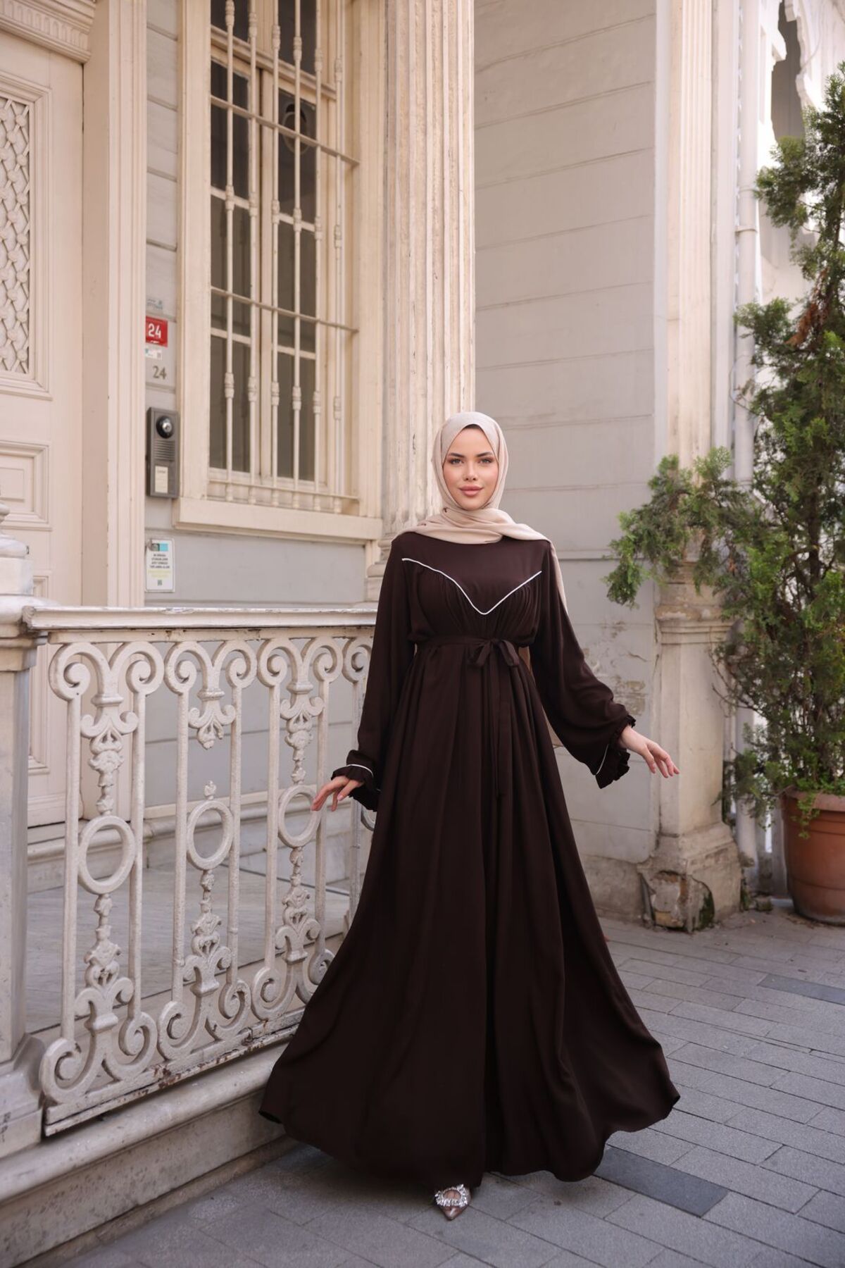 Nissra Ankanoor V Robalı Biyeli Belmando Elbise Anka255097