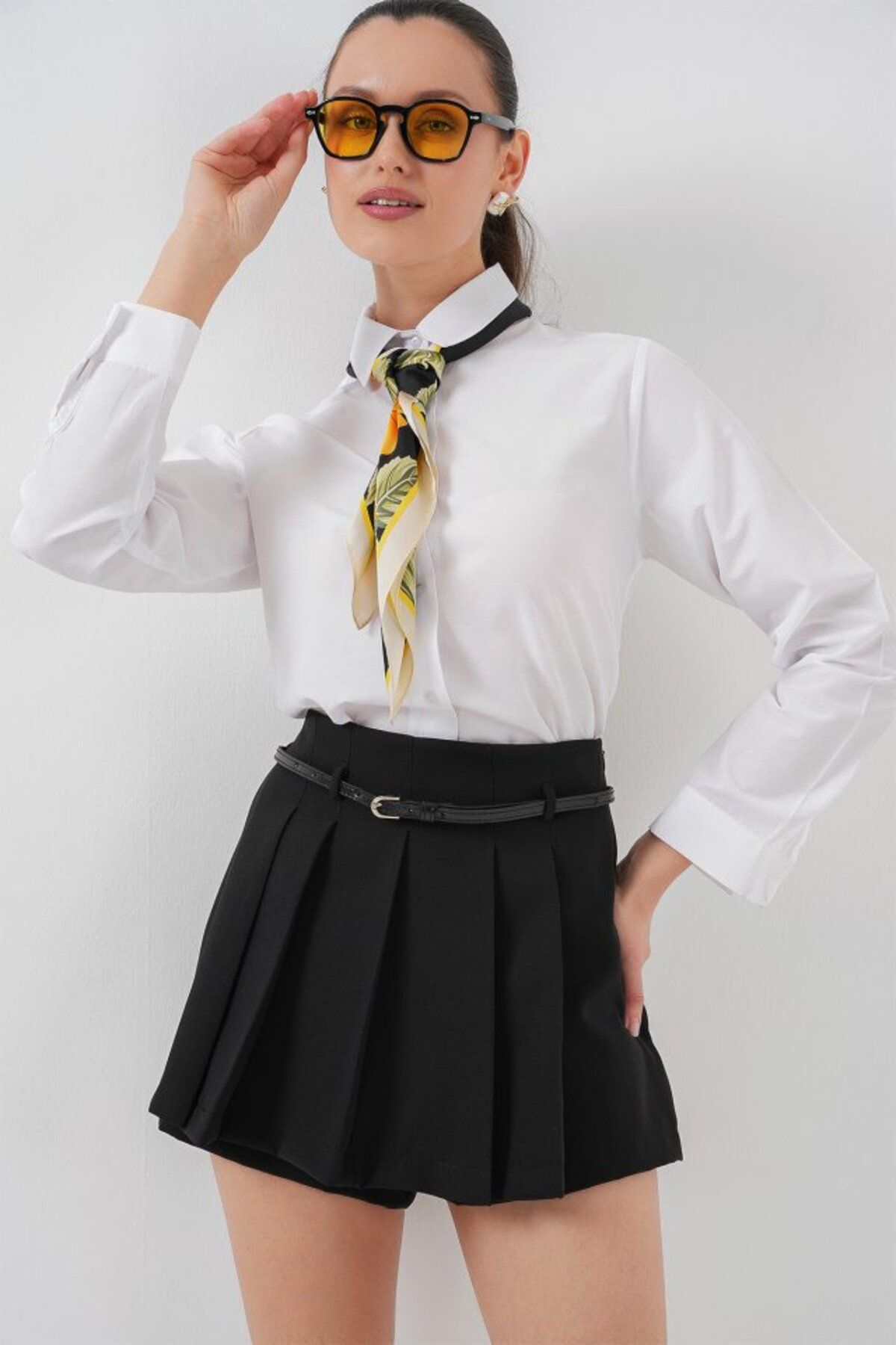 DEAG Pileli Mini Şort Etek 5336 - Siyah