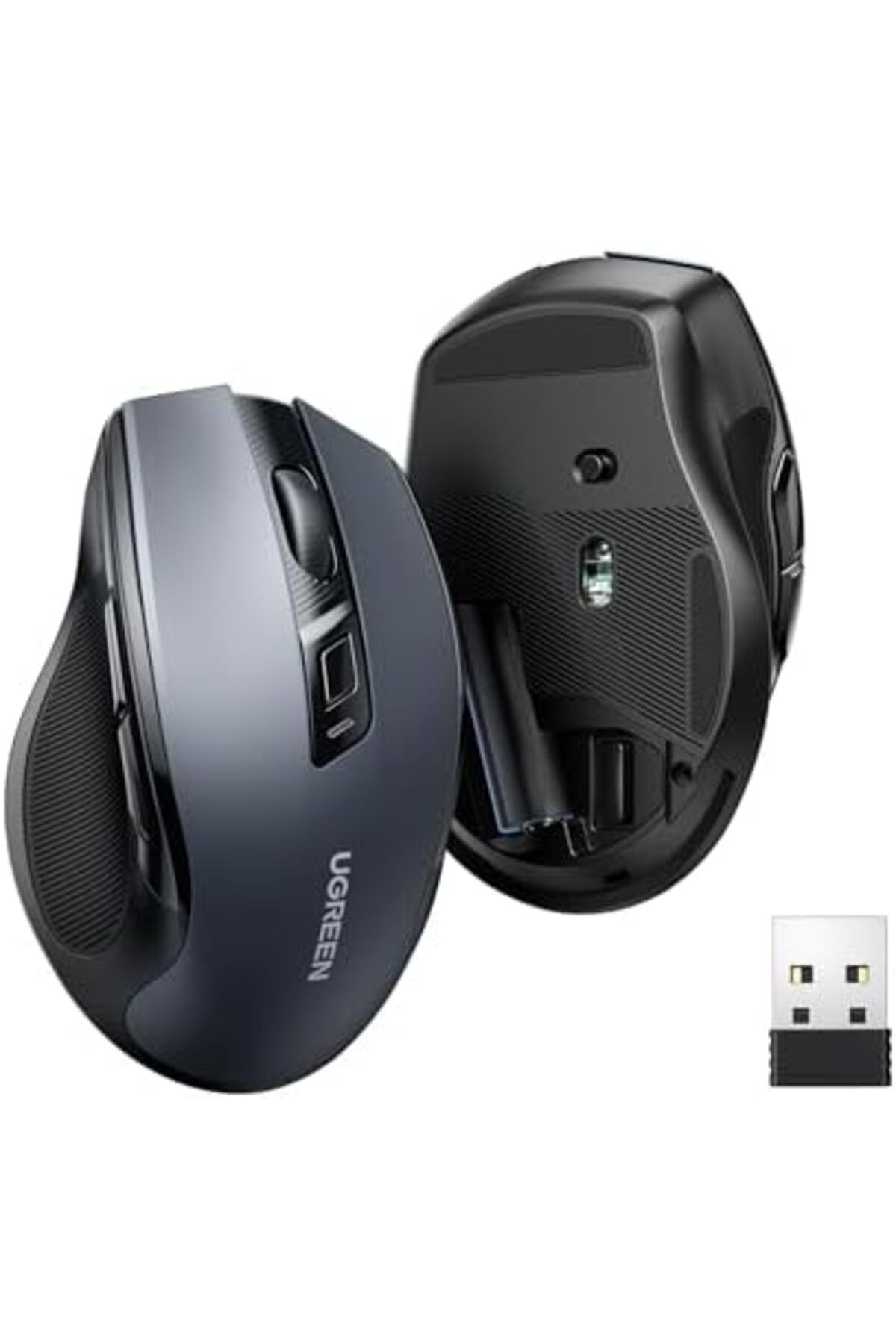 Ugreen-Wireless Mouse, 2.4G Ergonomic Optical Mouse, 4000 DPI, 5 DPI Adjustable, 5 Buttons, Silent C 2
