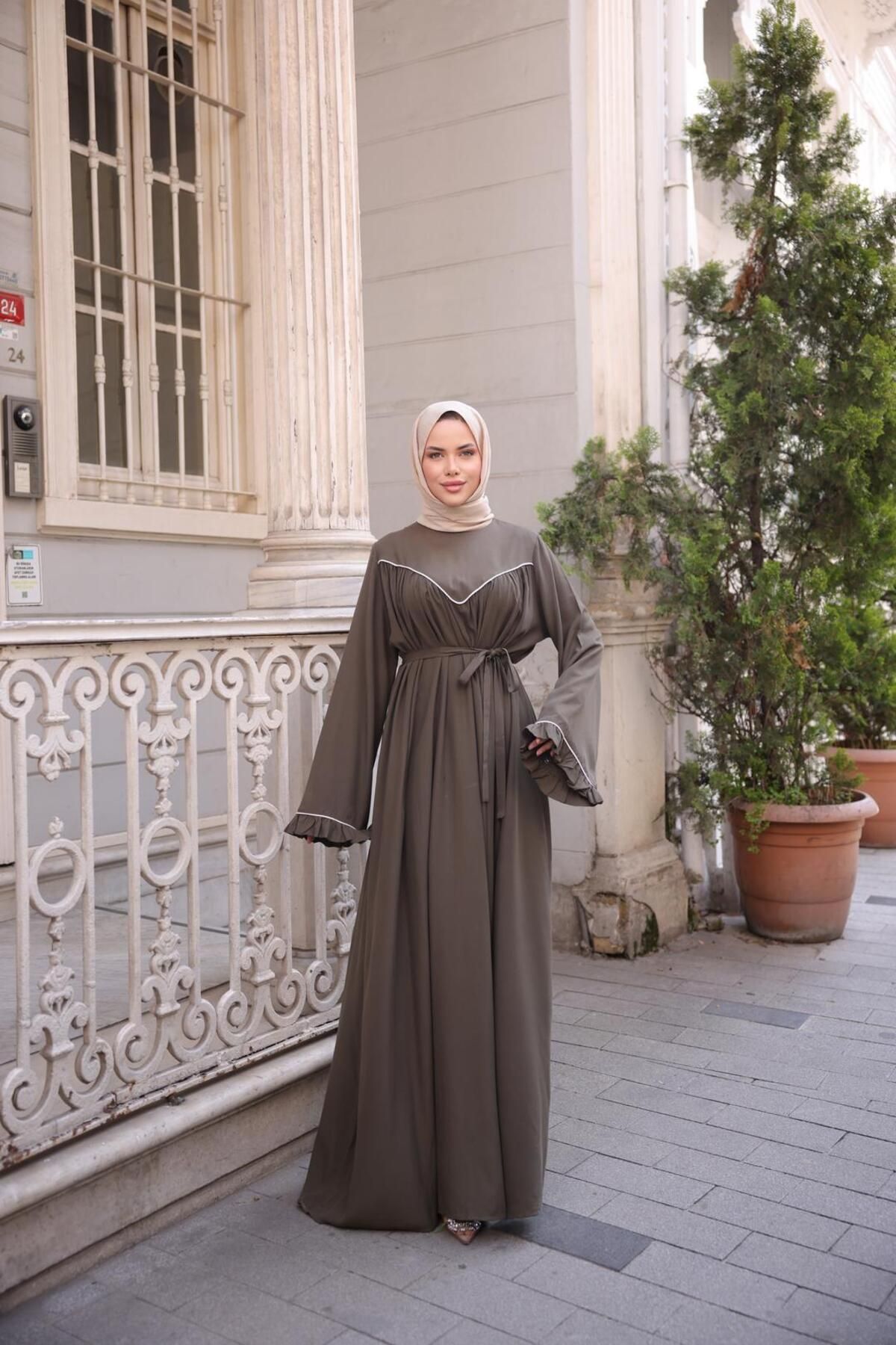 Nissra Ankanoor V Robalı Biyeli Belmando Elbise Anka255097