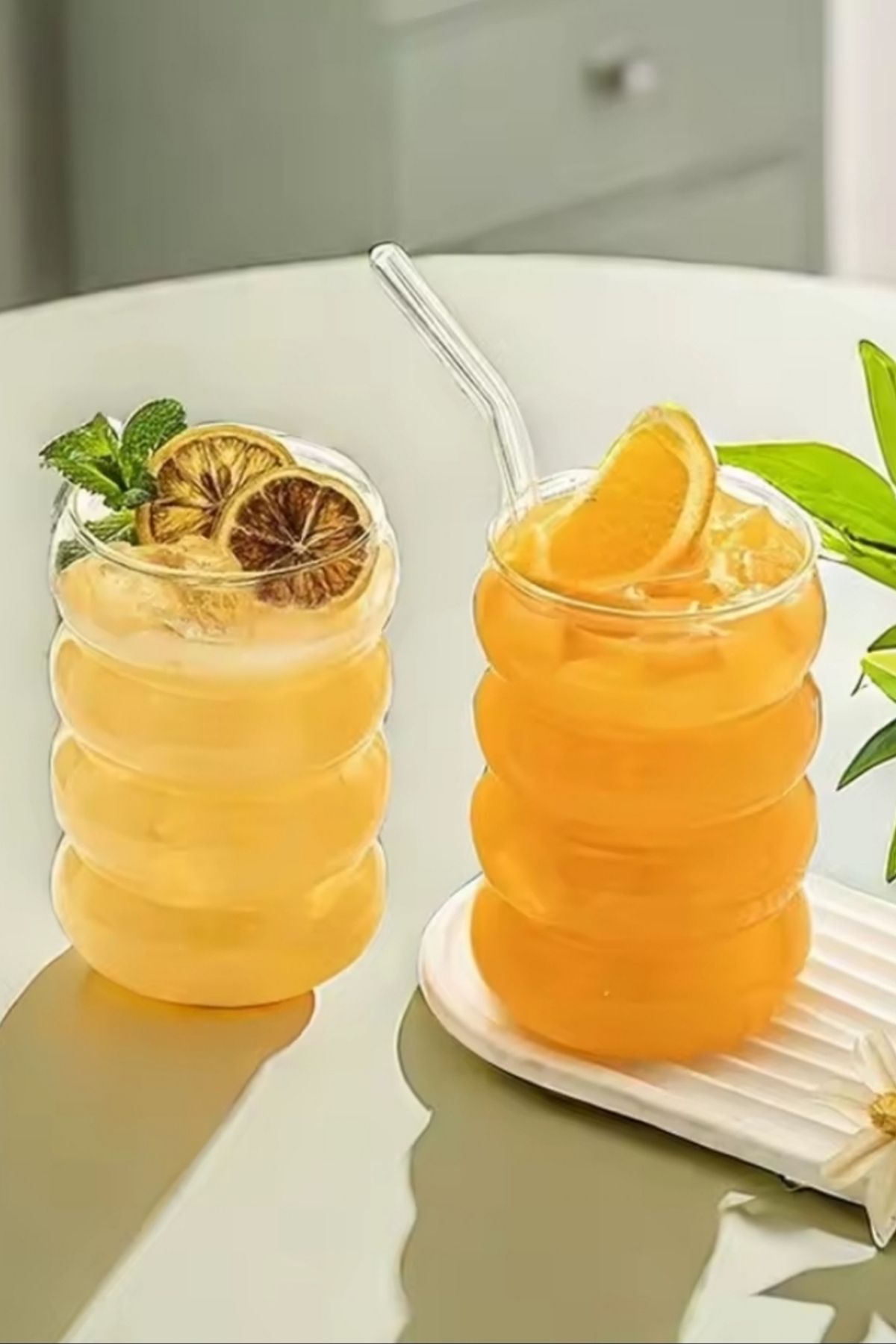Gülümseten Avm 2 Li Pipetli Kahve Bardağı | Meşrubat Bardağı | Soğuk Kahve Bardağı | Silindir bardak 300ml