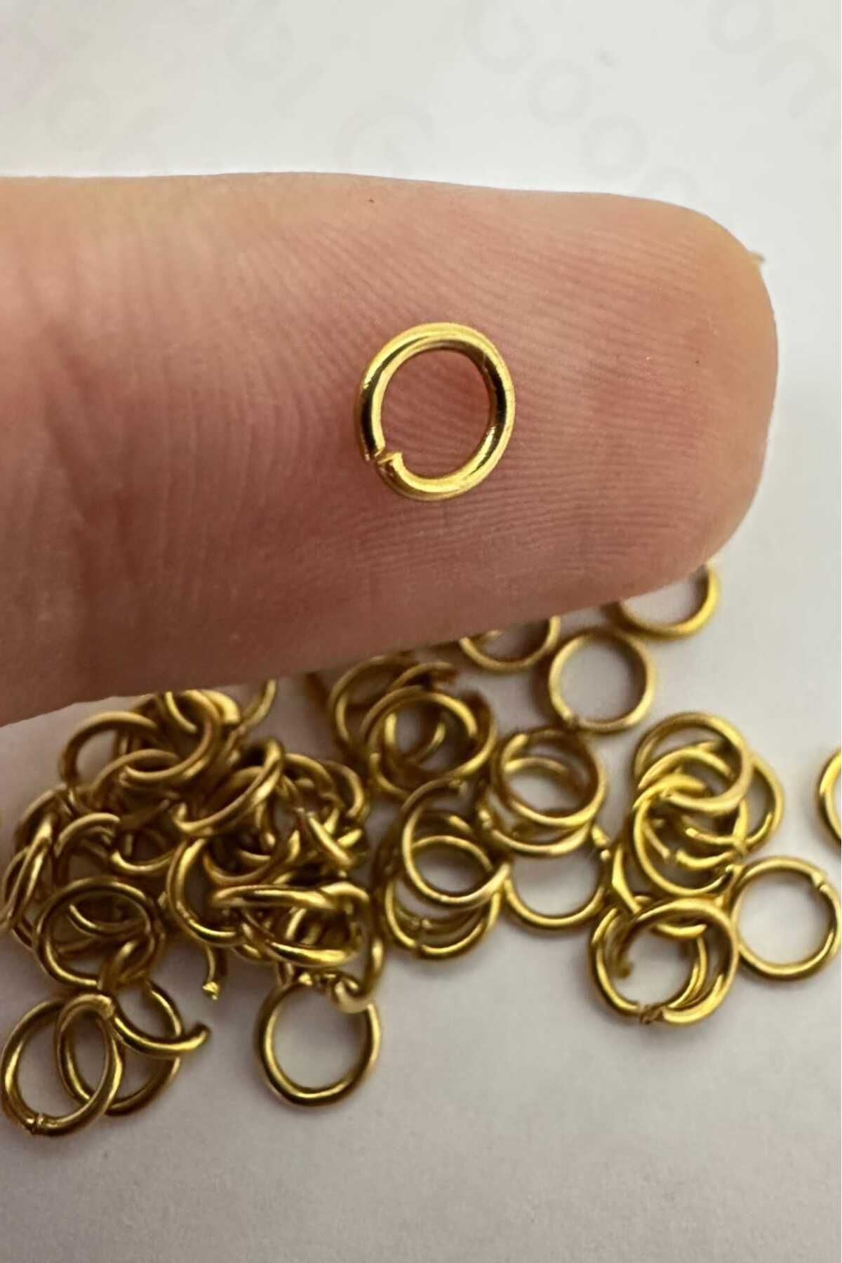 Hobi Goom Takı Yapımı / Üretimi İçin 0,6mm Gold Paslanmaz Çelik Atlama Halka | 50 adet