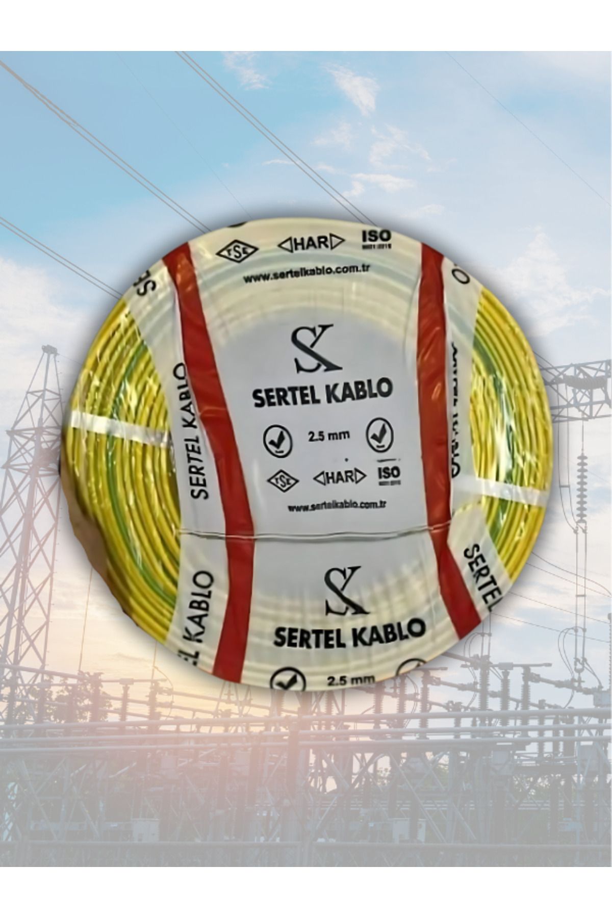 Sertel kablo 2.5 Nya Kablo Sarı-Yeşil