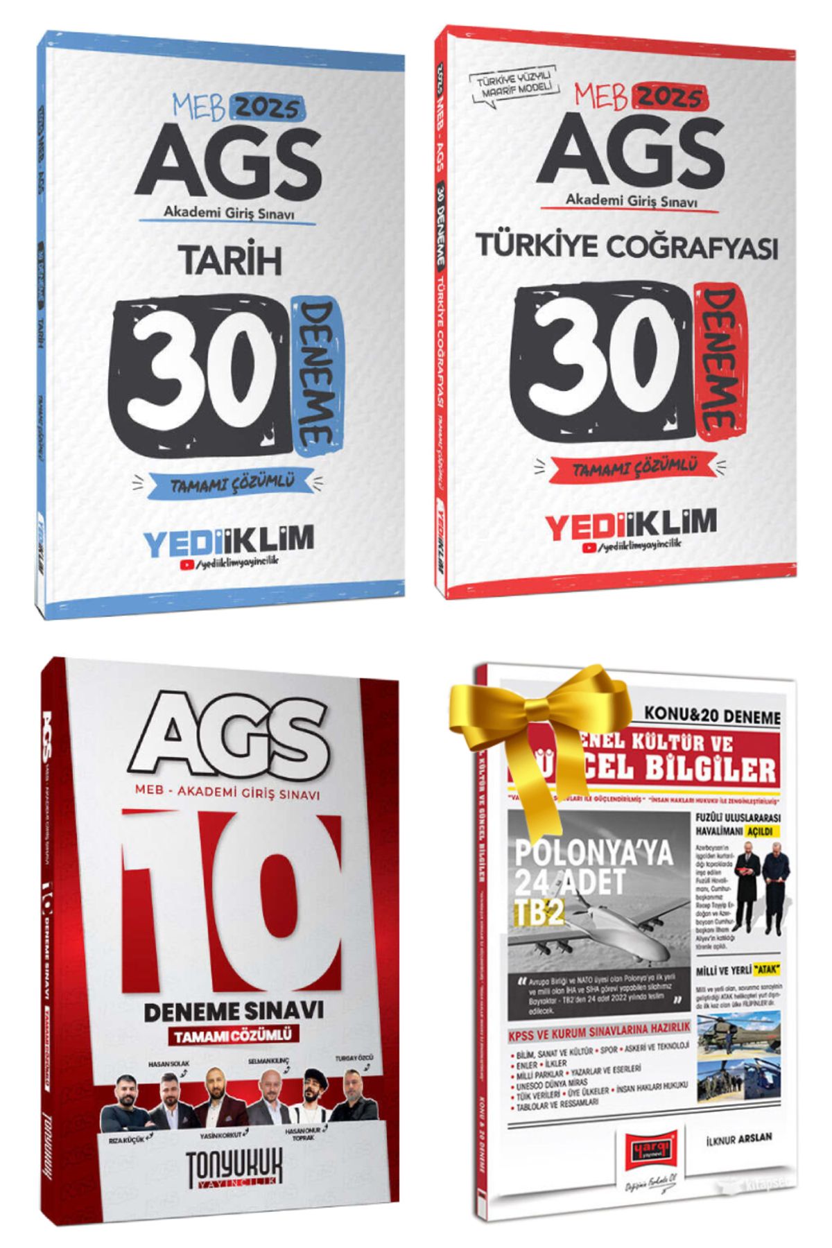 Yediiklim Yayınları 2025 Yediiklim MEB AGS Tarih Coğrafya Deneme+Tonyukuk Yayıncılık MEB AGS Deneme+Hediye