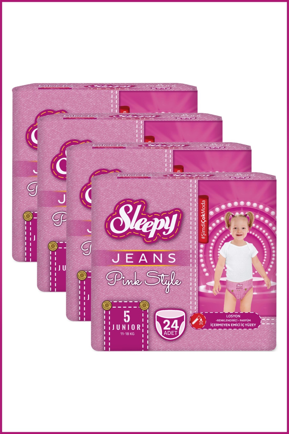Sleepy Pink Jeans Külot Bez 5 Numara Junior 4’lü Jumbo 96 Adet fotoğrafı 3 (önizleme)