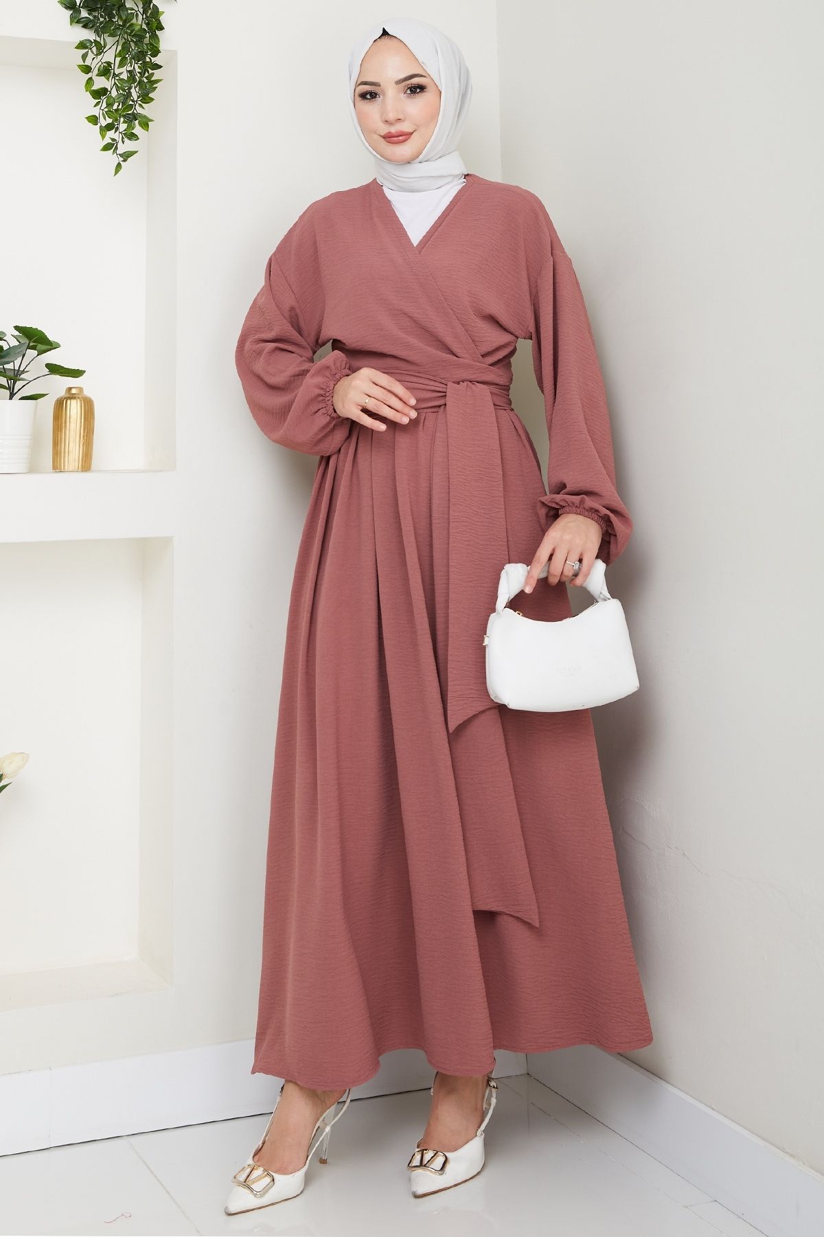 InStyle Kuşaklı Bolerolu Etekli Pembe Takım