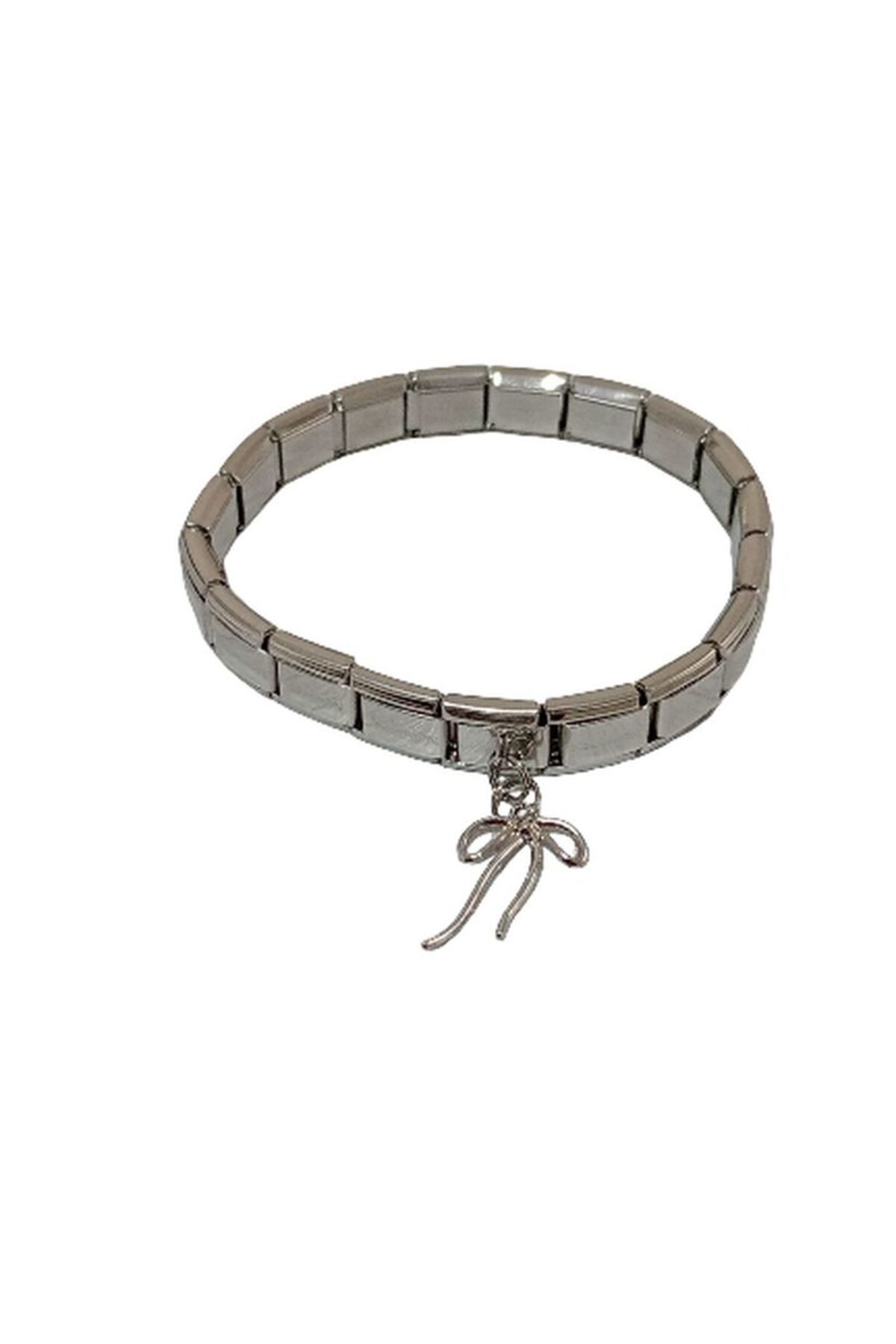 MSBTAKI Stainless Fiyonk - Kurdele Sallantılı İtalyan Nomi Bileklik 19CM -Arkadaşa -Sevgiliye Hediye