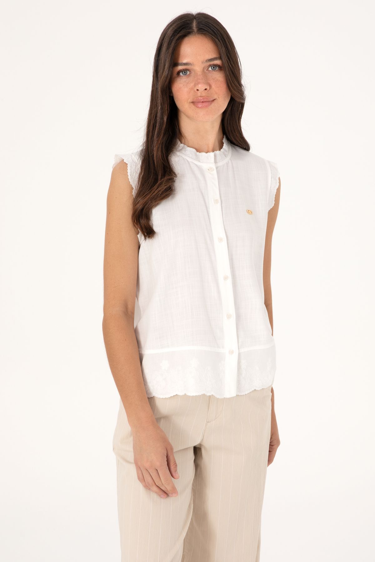 U.S. Polo Assn. Kadın Beyaz Kısa Kollu Gömlek 50299556-VR013