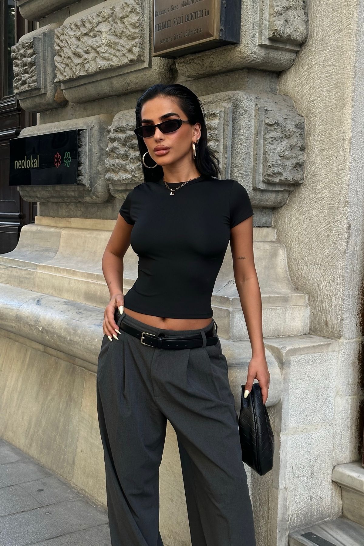 World Fashion Trends Bisiklet Yaka Basic Kısa Kollu Esnek Body
