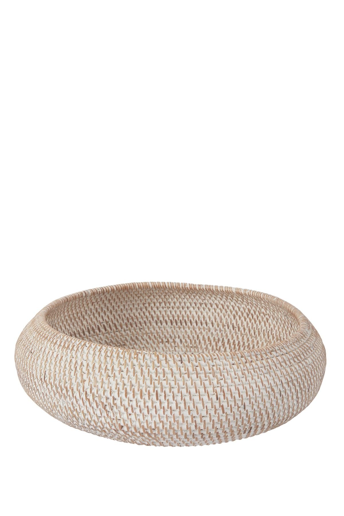 THE WHITE COMPANY Beyaz Badanalı Rattan Servis Kasesi, El Dokuma, Ketak Malzeme, Endonezya Üretimi