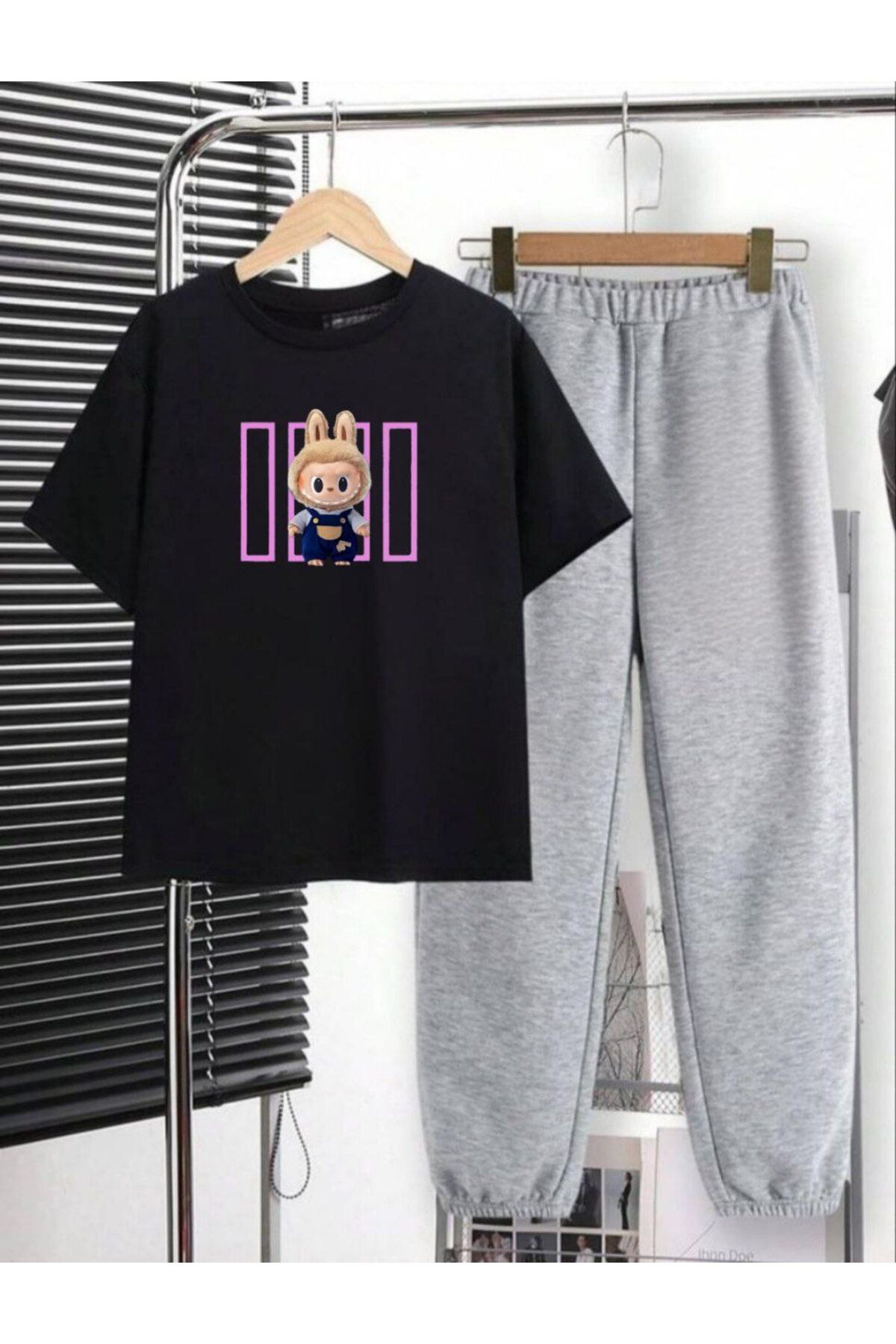REBRAND Oversize Kadın T-shirt Uzun Pantolonlu Takımı Spor - Baskılı