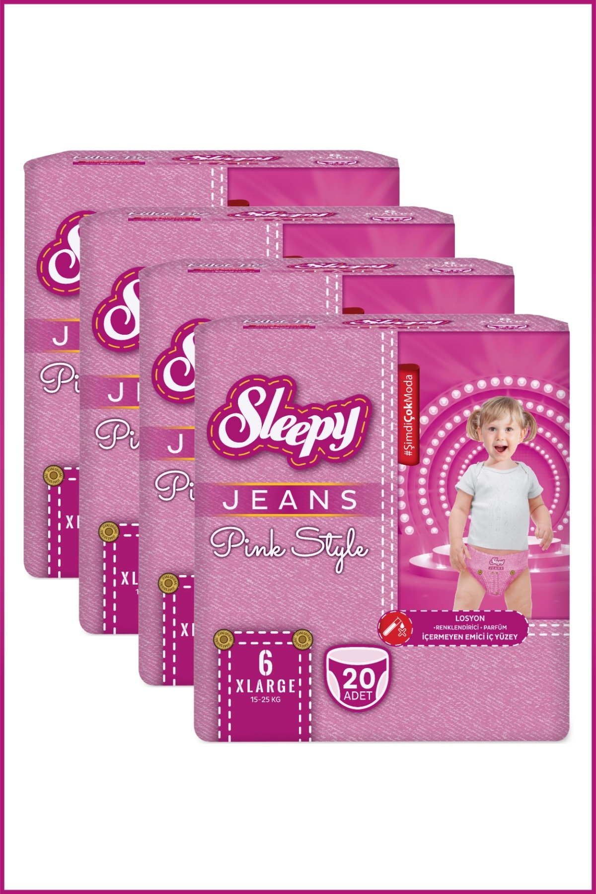 Sleepy Pink Jeans Külot Bez 6 Numara Xlarge 4’lü Jumbo 80 Adet fotoğrafı 3 (önizleme)