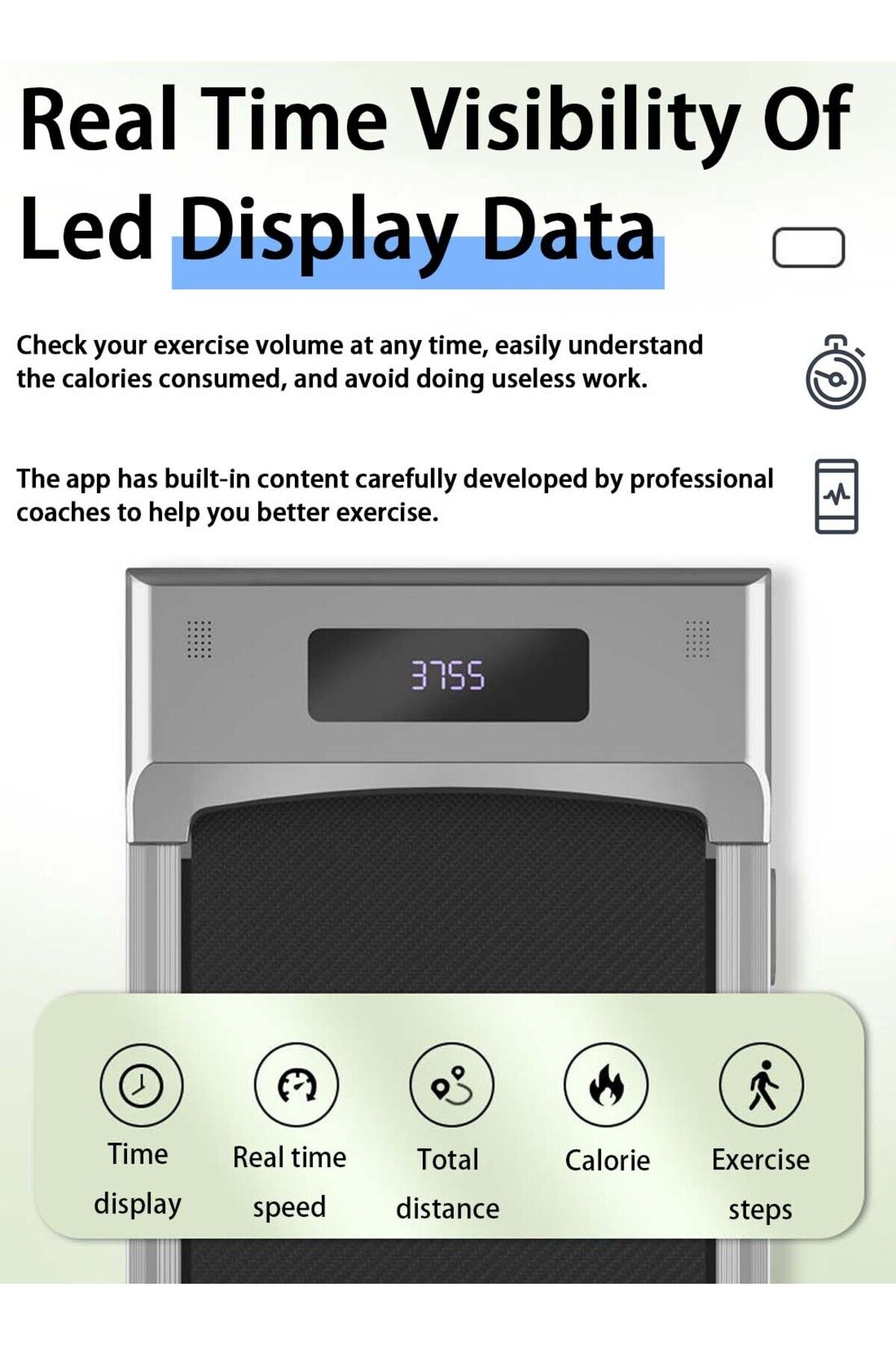 EqiEch-Bluetooth Treadmill, 8KM/h Max Speed, 100KG Load, No Installation, Compact for Home/Office 3