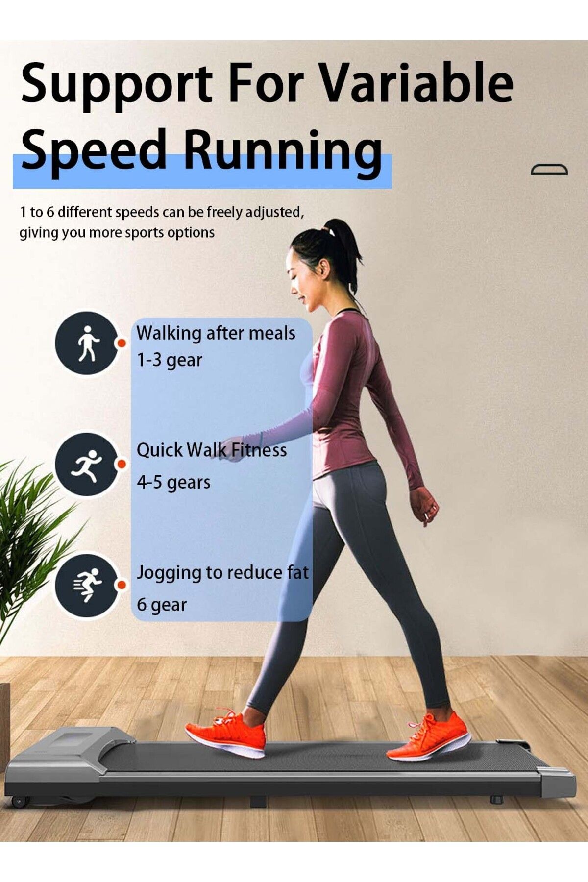 EqiEch-Bluetooth Treadmill, 8KM/h Max Speed, 100KG Load, No Installation, Compact for Home/Office 2