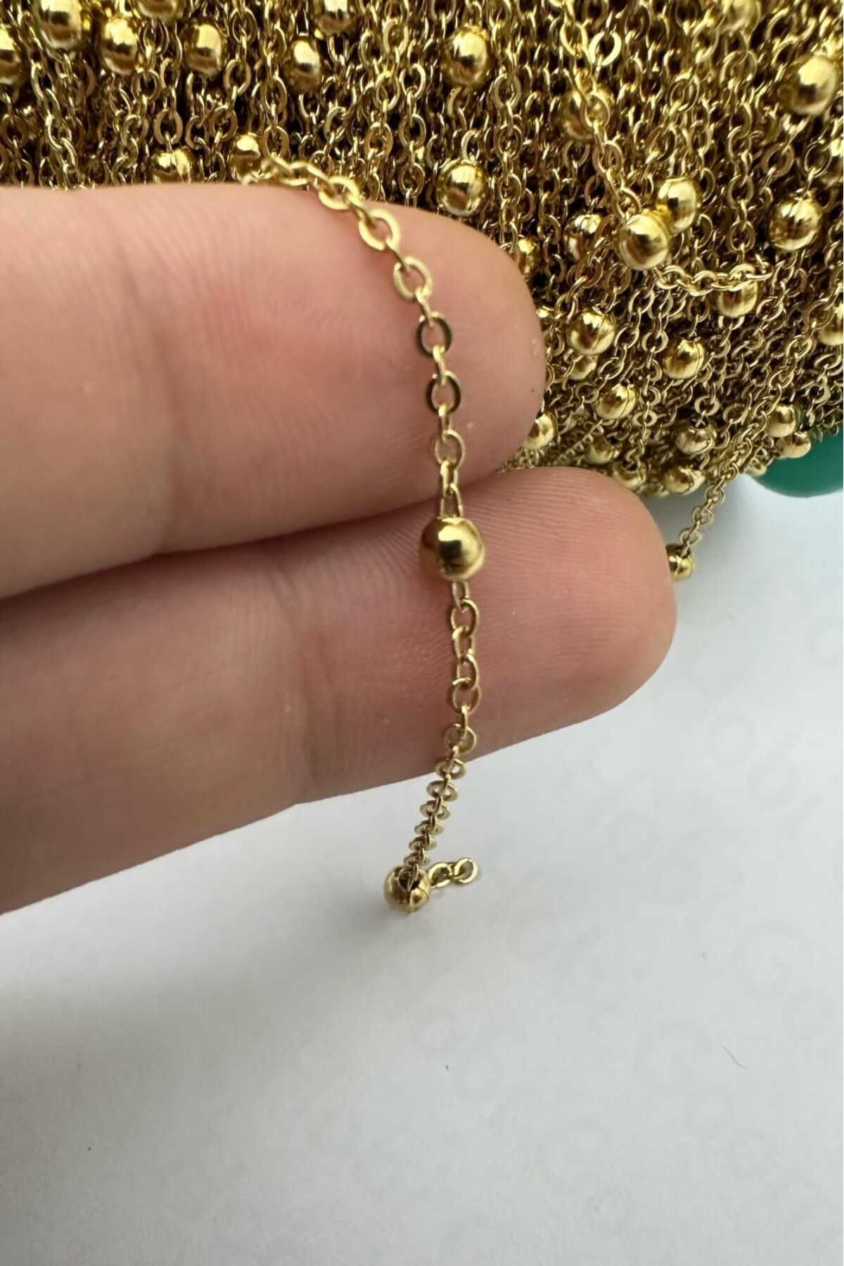Hobi Goom Takı Yapımı / Üretimi İçin Paslanmaz Çelik Gold Renk Toplu Zincir | 1 metre