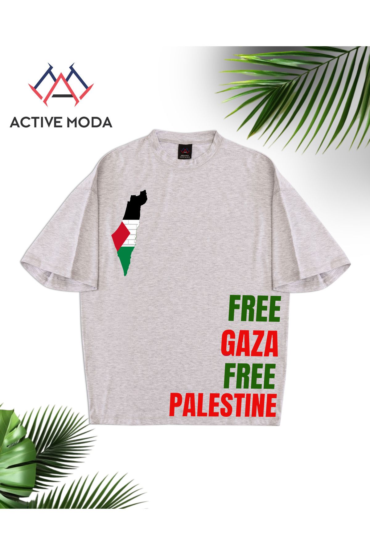 ACTIVE MODA - ERKEK PAMUKLU BASKILI GAZA FİLİSTİN BASKILI TSHIRT