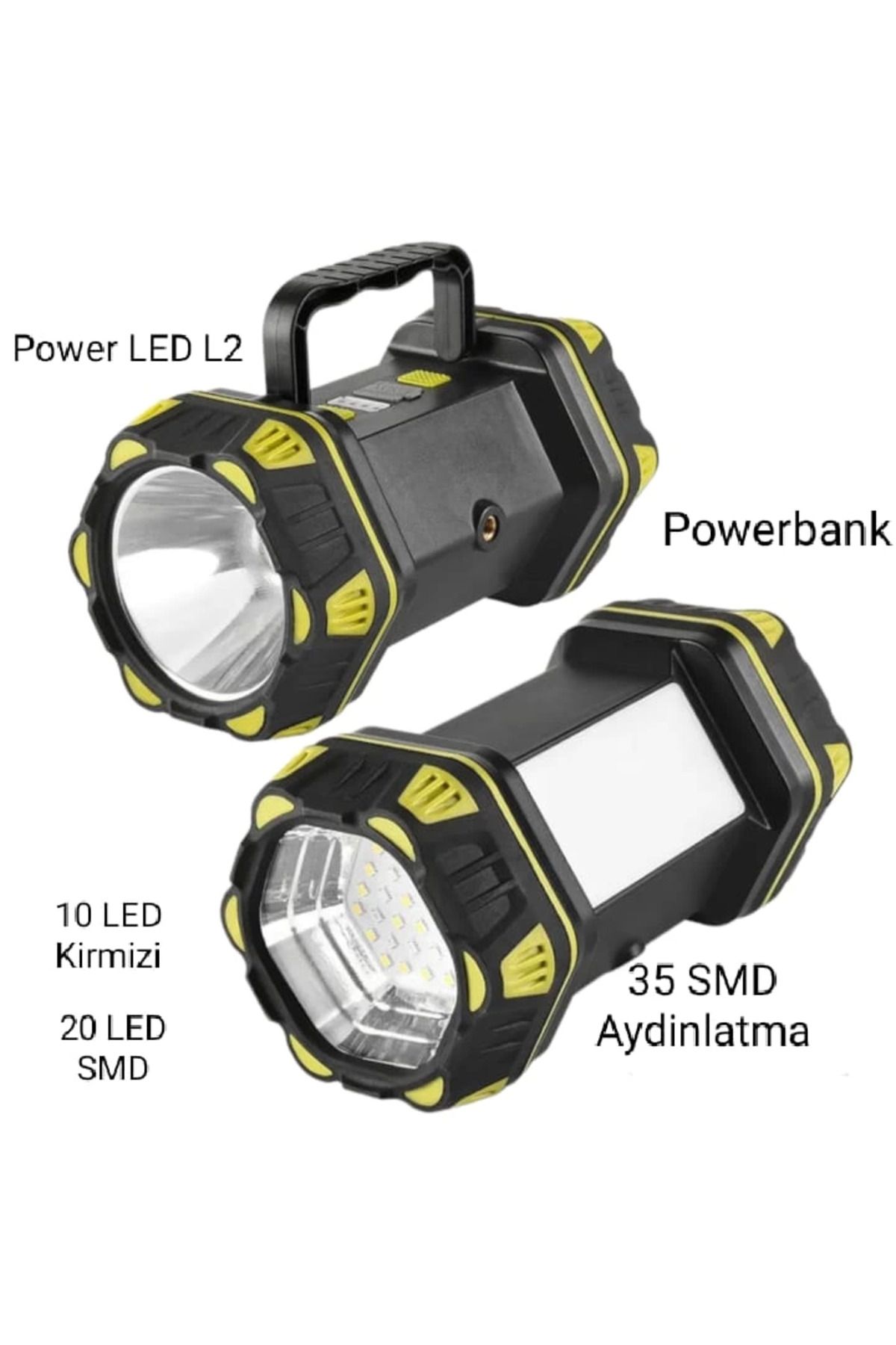 Serero F-262 Yeni Güçlü Çift Taraflı Taşınabilir Spot Ve Işıldak Usb Powerbank Şarjlı Fener
