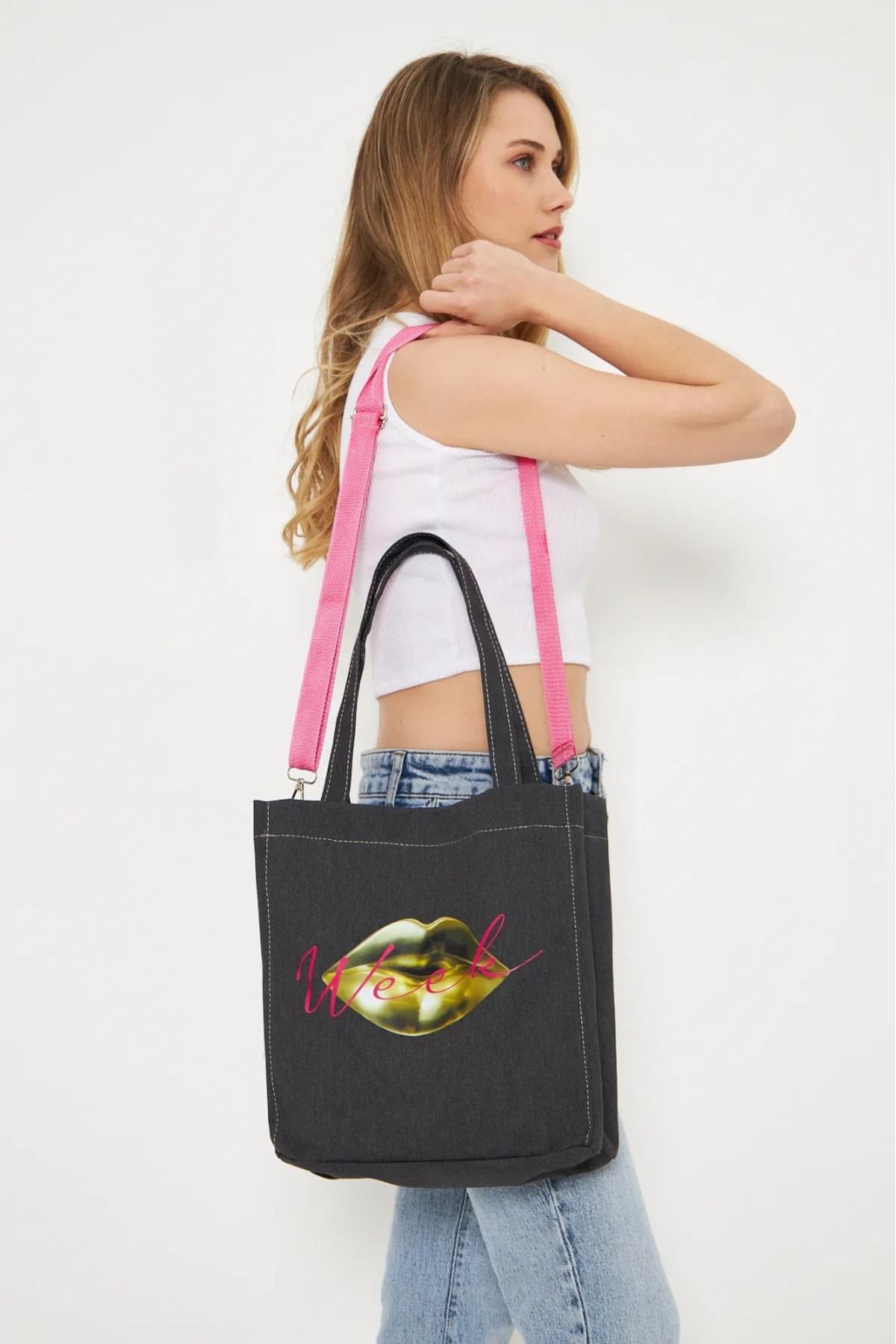 AYSE AGDAS Week Baskılı Canvas Çanta