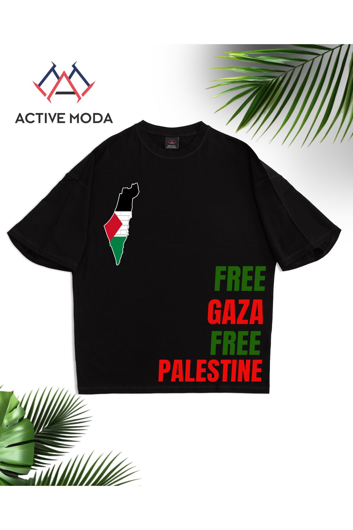 ACTIVE MODA - ERKEK PAMUKLU BASKILI GAZA FİLİSTİN BASKILI TSHIRT