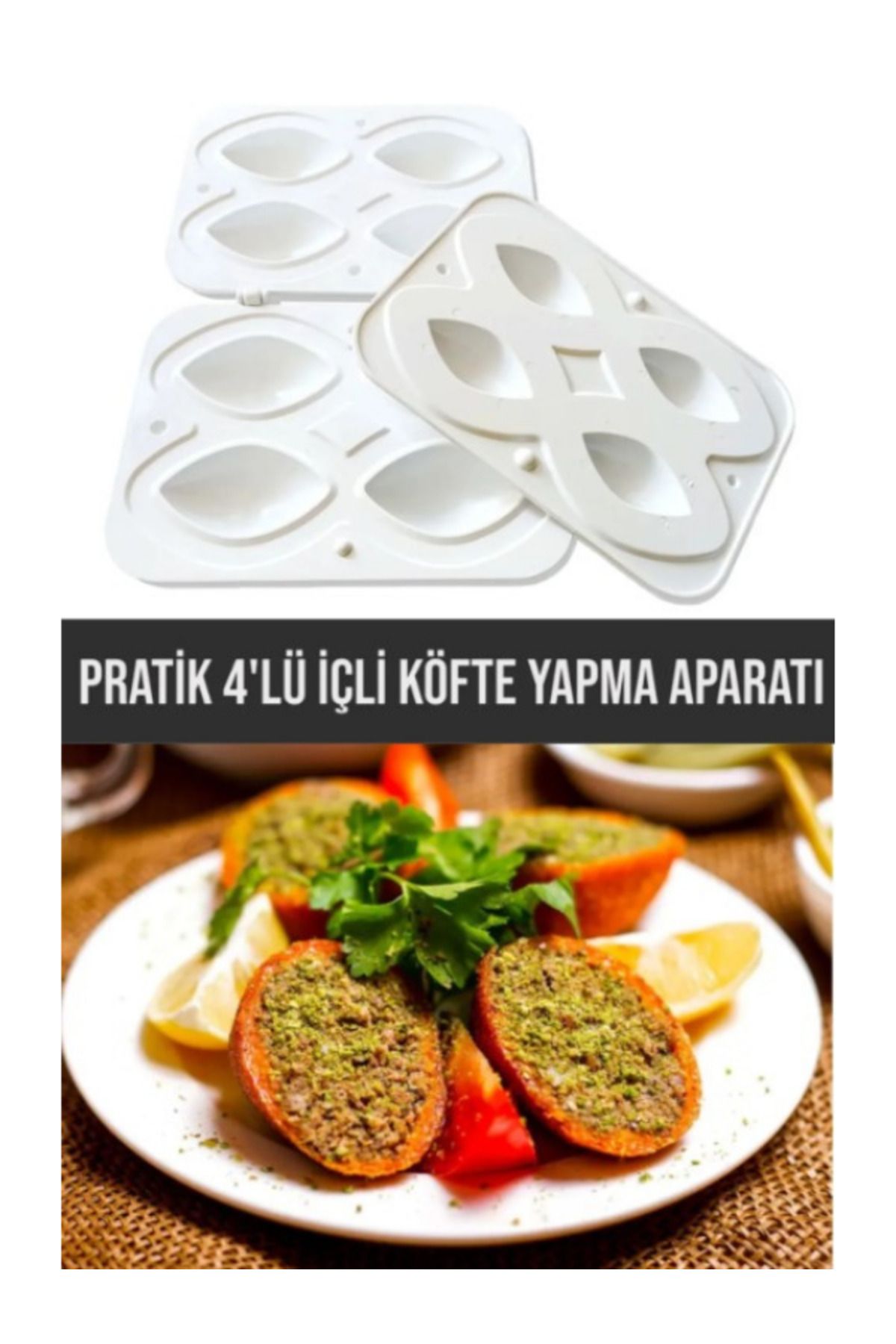 Parmeva İçli Köfte Yapma Aparatı Pratik 4'lü İçli Köfte Kalıbı