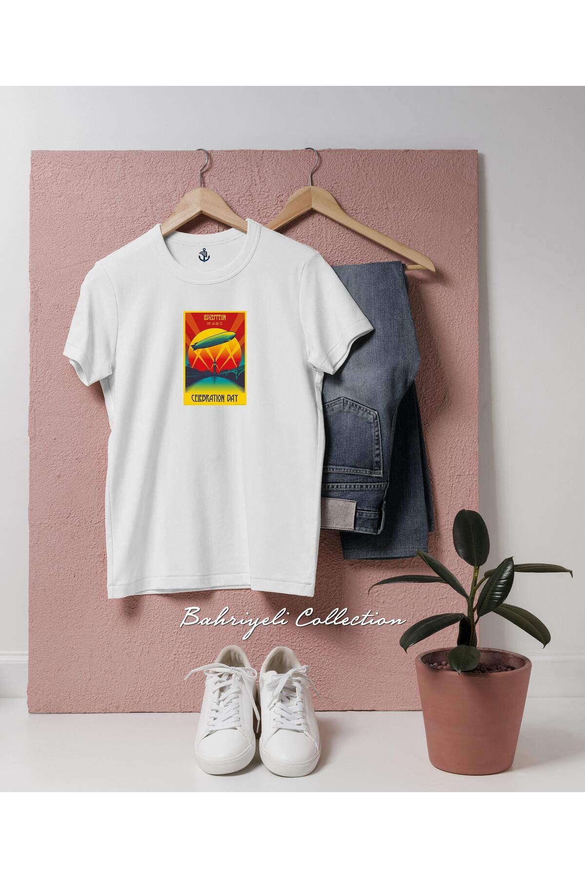 bahriyeli.jpeg Oversize Led Zeppelin Poster Celebration Day Tasarımlı Unisex T-Shirt