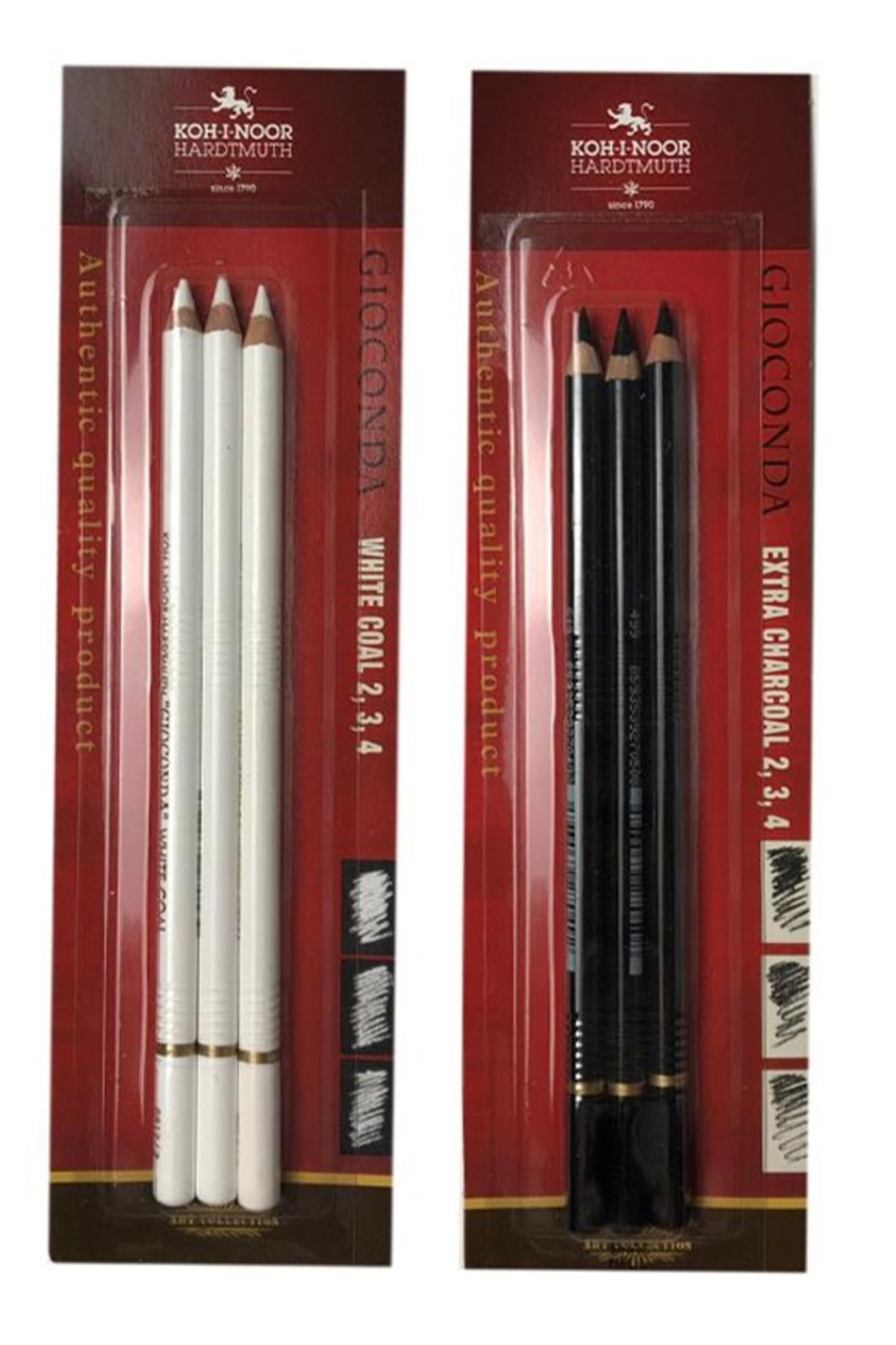 Koh-İ Noor Hardmuth Kohi Noor Gioconda White Coal ve Extra Charcoal Kömür Füzen Kalem 2li Set