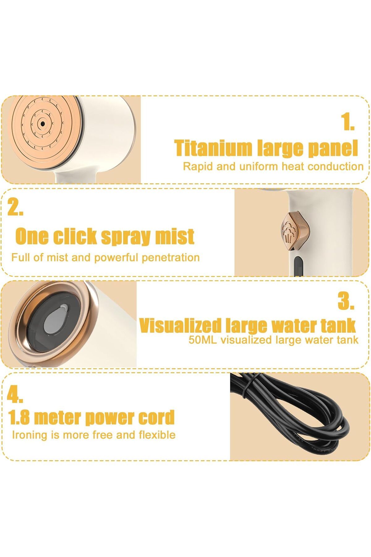 Lumely-2 in 1 andheld Ironing Machine,with 50ml tank and Splashproof Design,for Wet Sheets,Shirts & Clothes 3