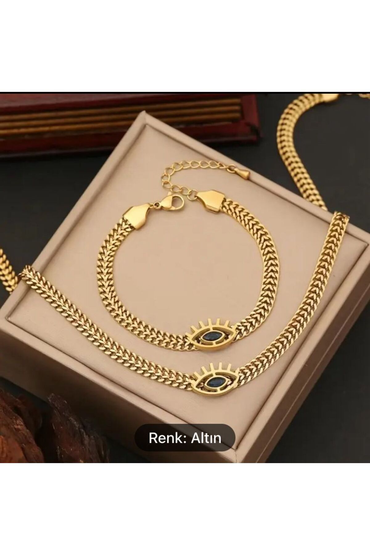 COUSİN STORE SİYAH TAŞLI GÖZ TASARIM KOLYE