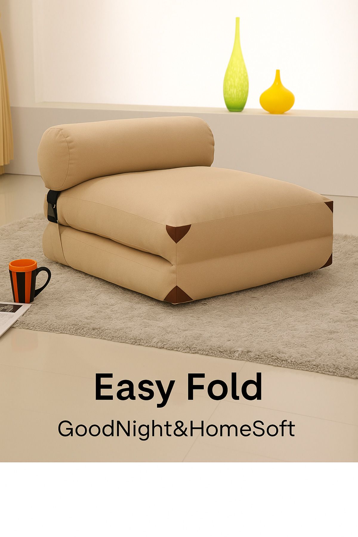 Good Night Home Easy Fold Katlanabilir Koltuk & Yatak – Sırt Destekli, Yıkanabilir Kılıf GoodNight&HomeSoft