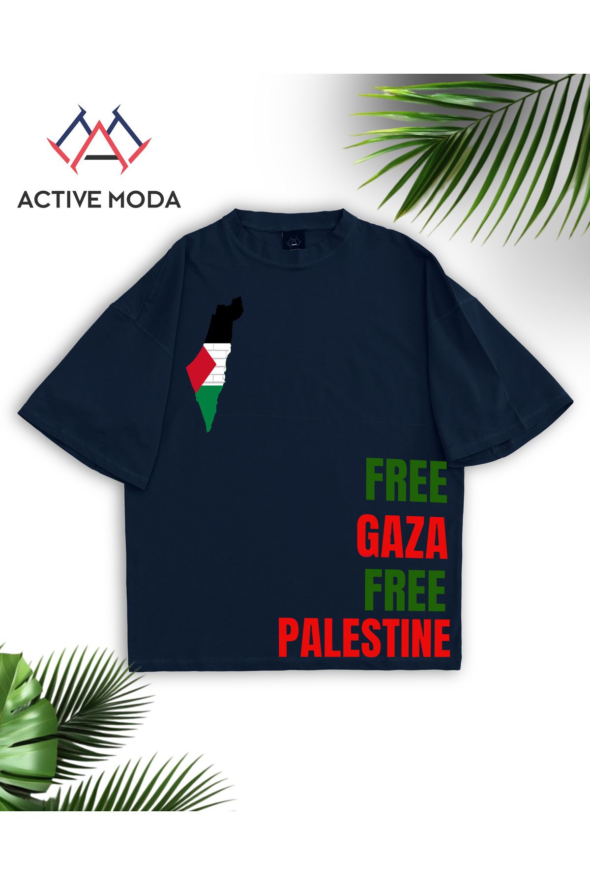 ACTIVE MODA - ERKEK PAMUKLU BASKILI GAZA FİLİSTİN BASKILI TSHIRT