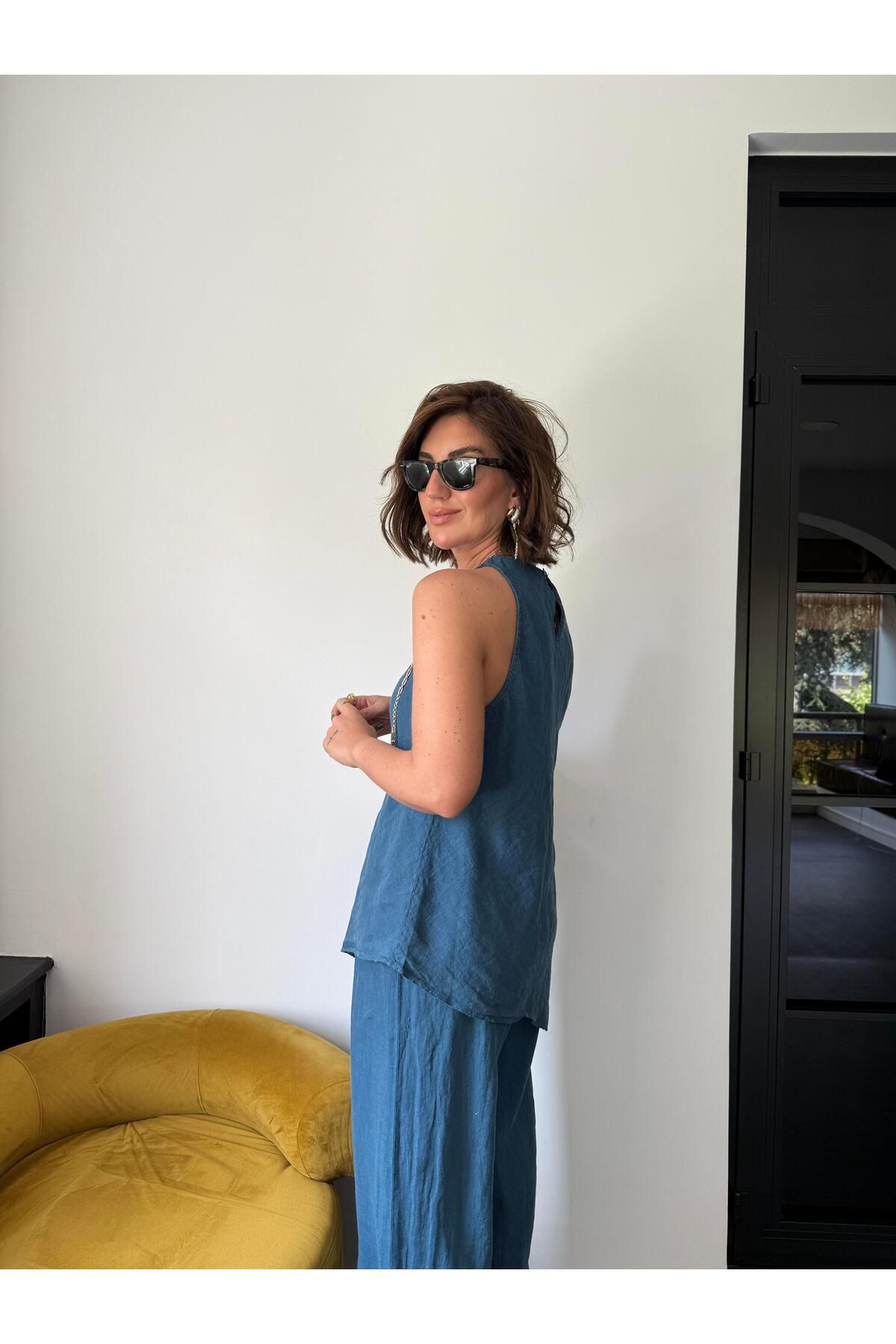 begum mayda %100 Cotton , İndigo , Premium , Keten Takım