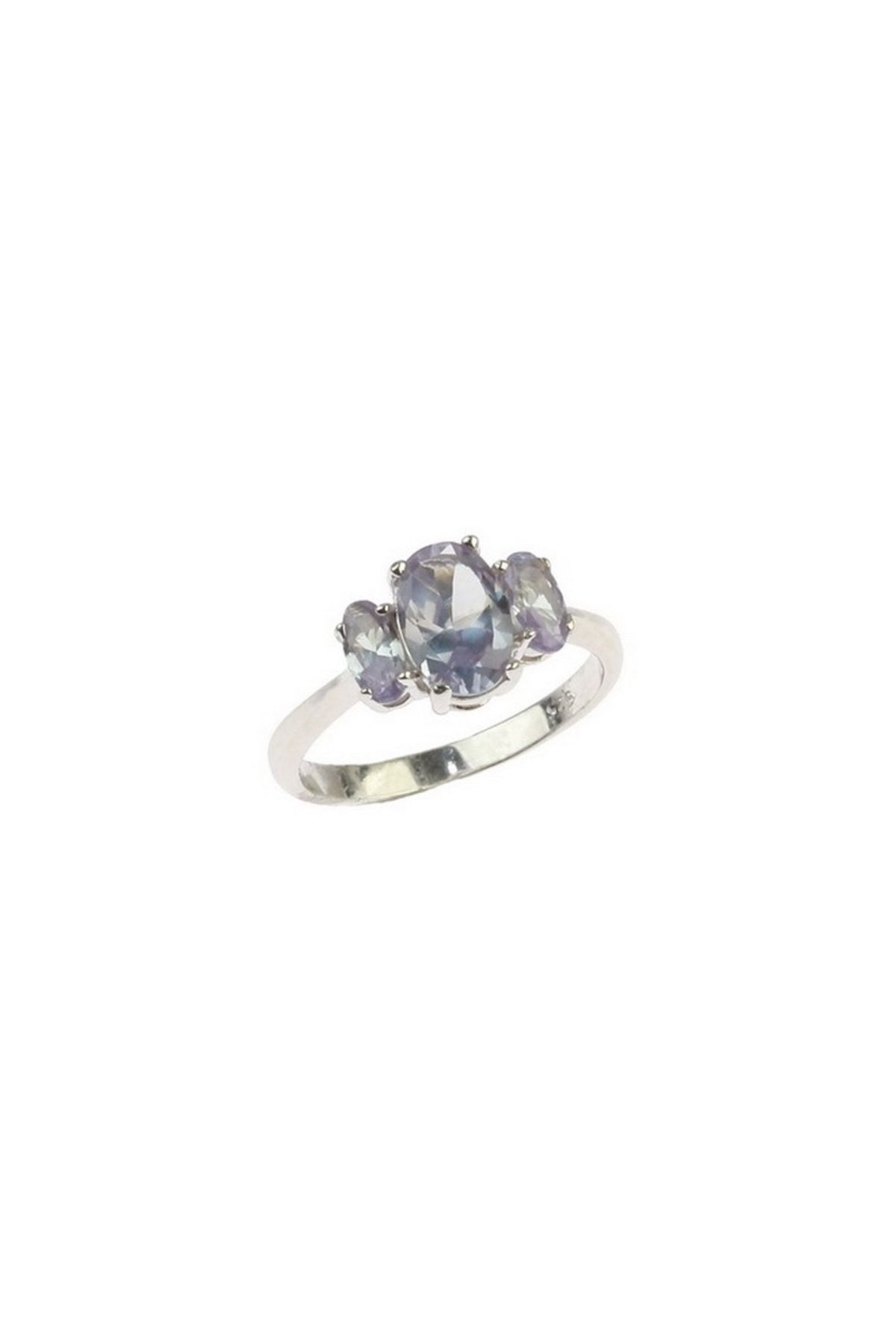 GÜMÜŞ DÜNYASI 925 AYAR Gümüş Rodyum Kaplamalı Oval MİSTİK Topaz Taşlı Kadın YÜZÜK