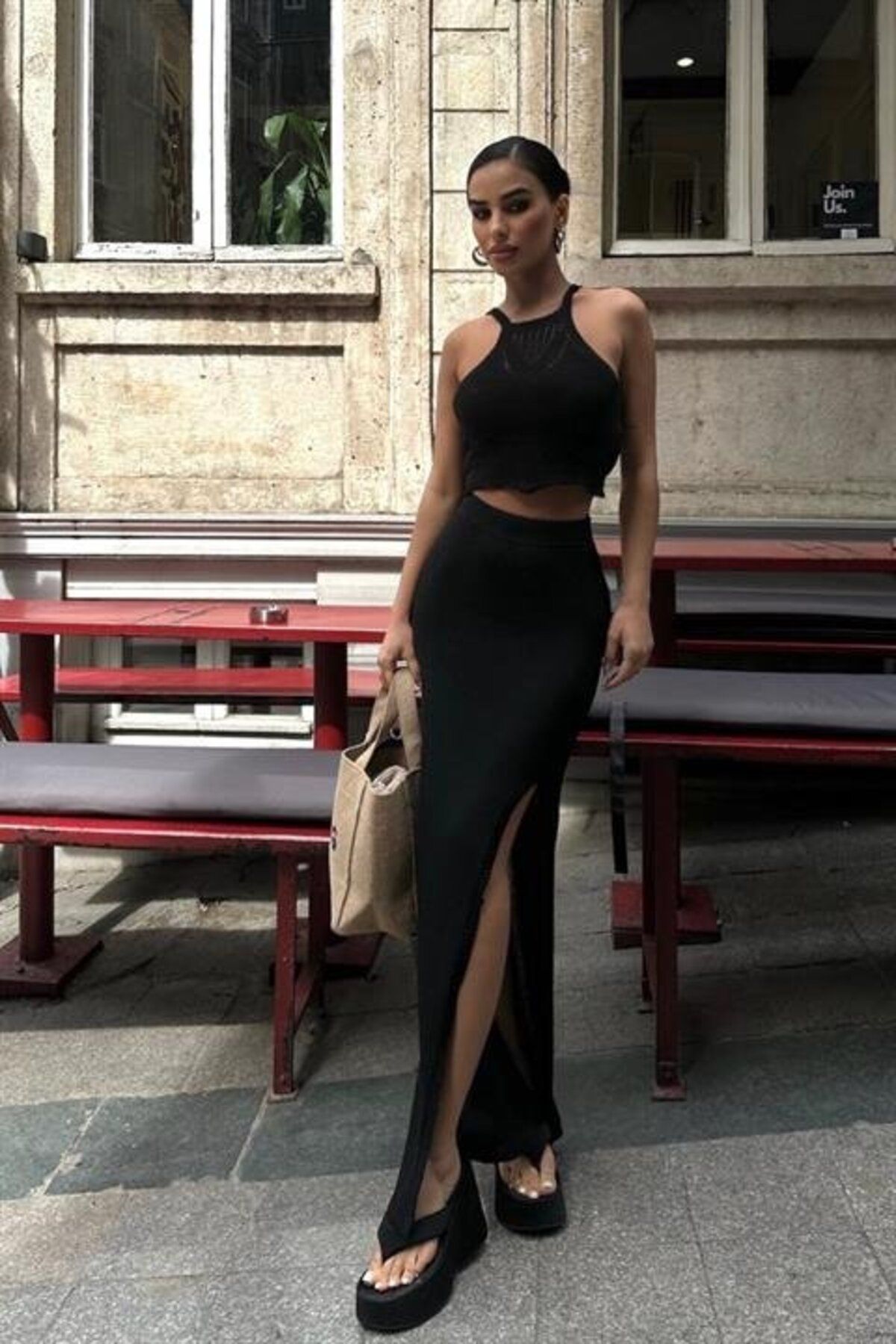 DEAG Elena Yırtmaç Detay Crop Takım 9834