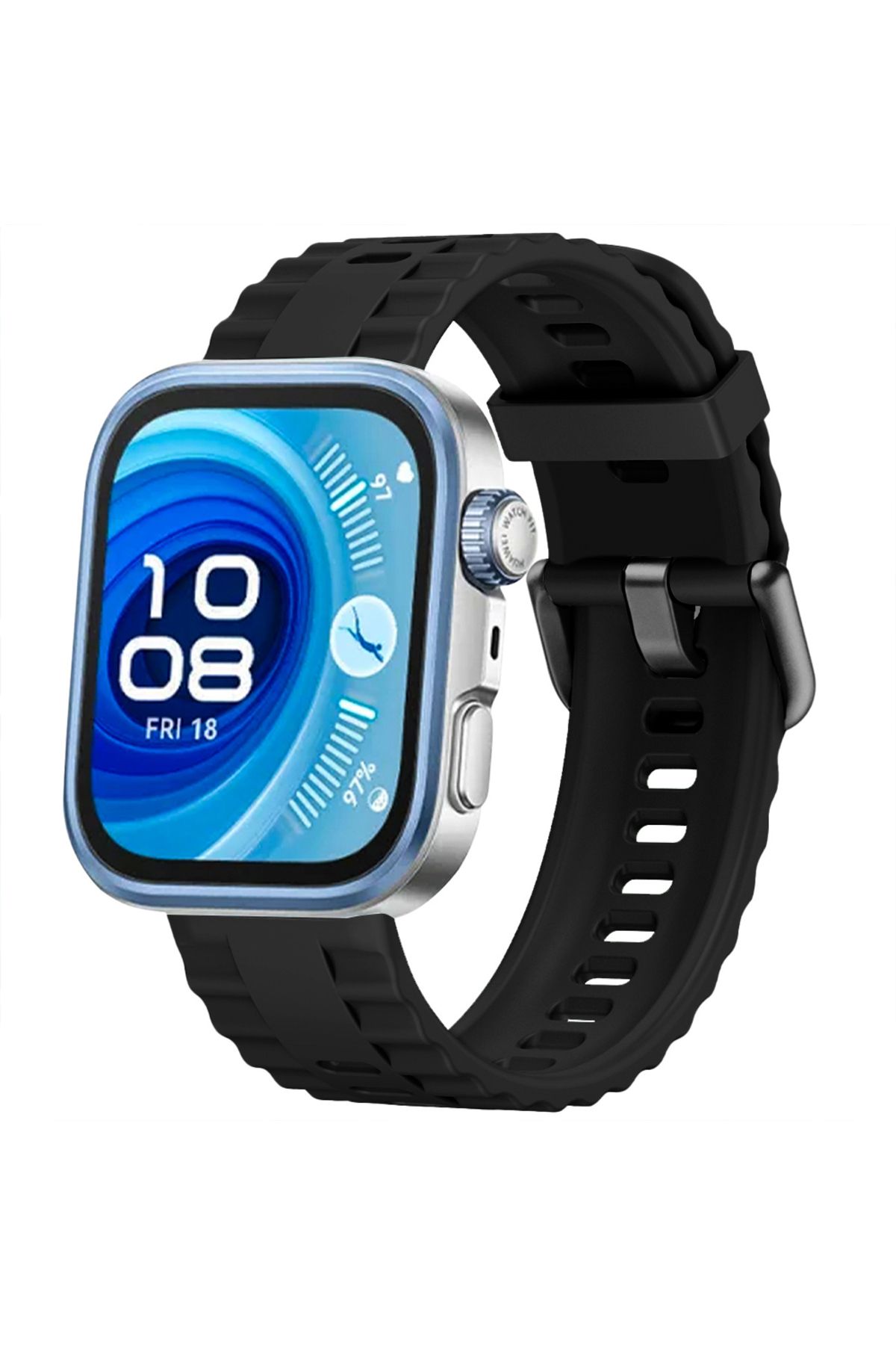 Sneezy Huawei Watch Fit3 Fit 4 Fit 4 Pro İle Uyumlu GlacierFlex Metal Tokalı Spor Silikon Kordon