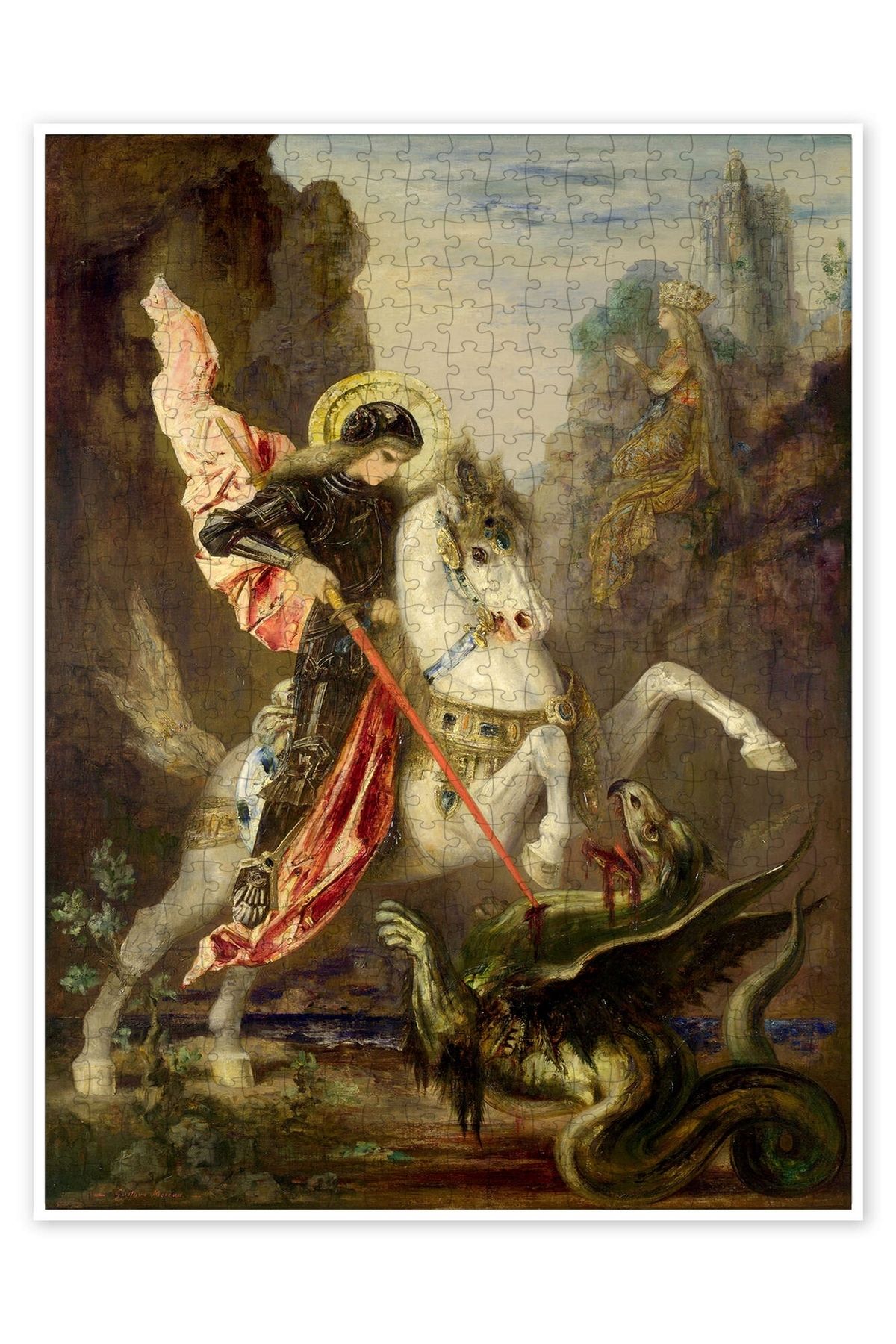 Jeronkarji Aziz George ve Ejderha, 1890 500 Parça Puzzle Yapboz Kedi Köpek Temalı Doğa ve Orman Hayvanları