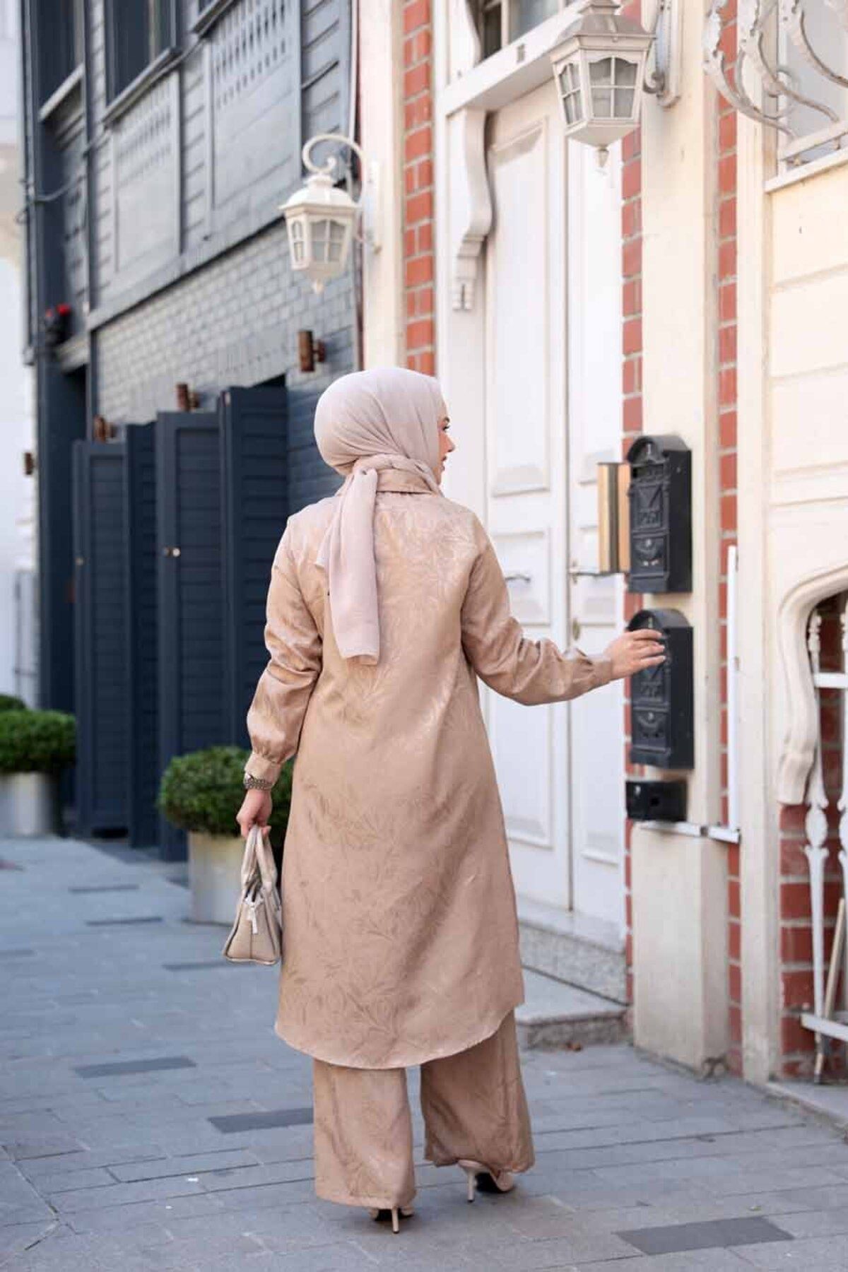 N.S NEVA STYLE-Patterned Mink Hijab Double Set 12981V 4
