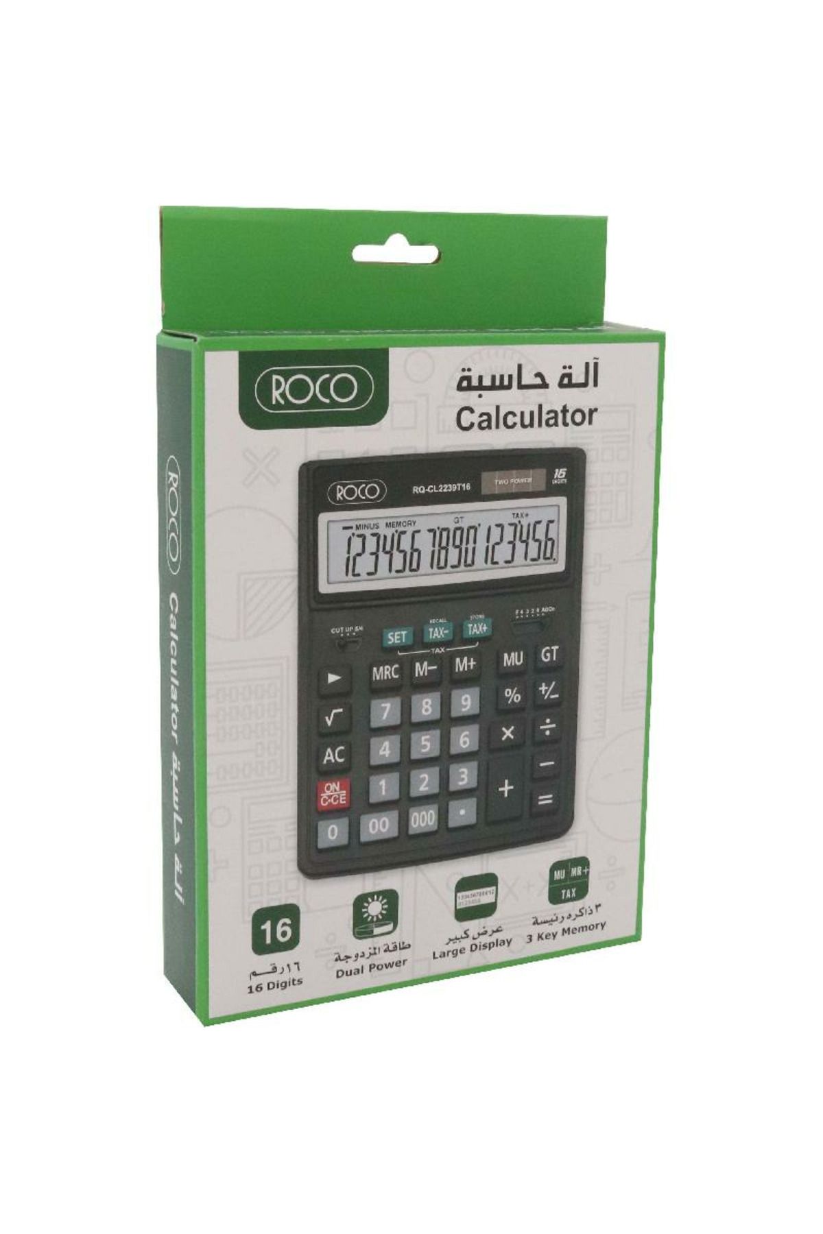 Roco-CL2239T16 Desktop Calculator – 16-Digit, Large Display, Grey/Silver 4